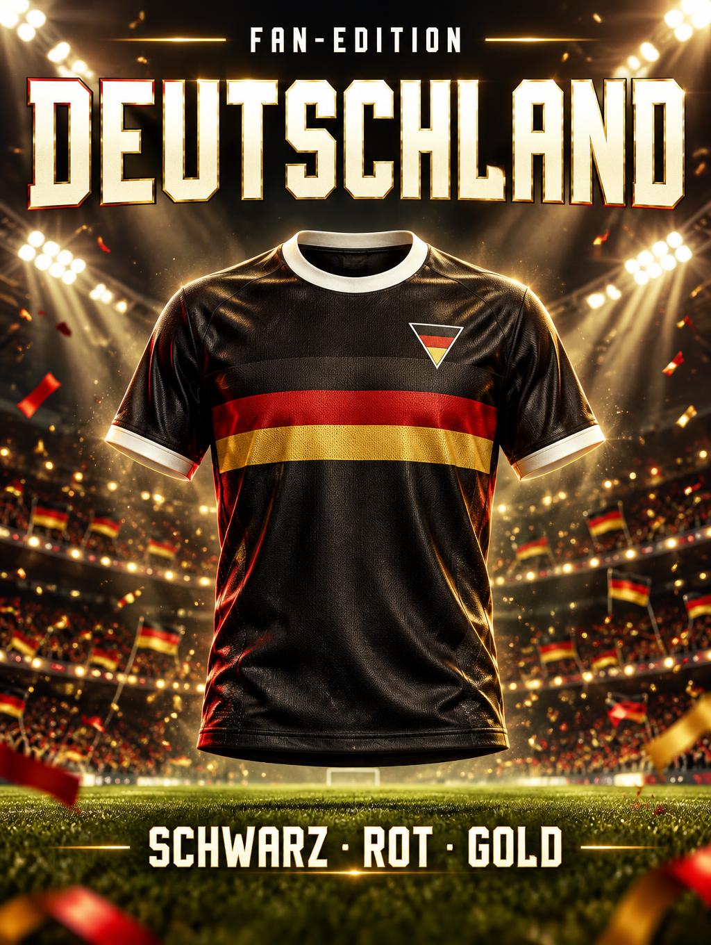 "DEUTSCHLAND
FAN-EDITION
SCHWARZ · ROT · GOLD" — Sports Football | AI Text Effect Generator