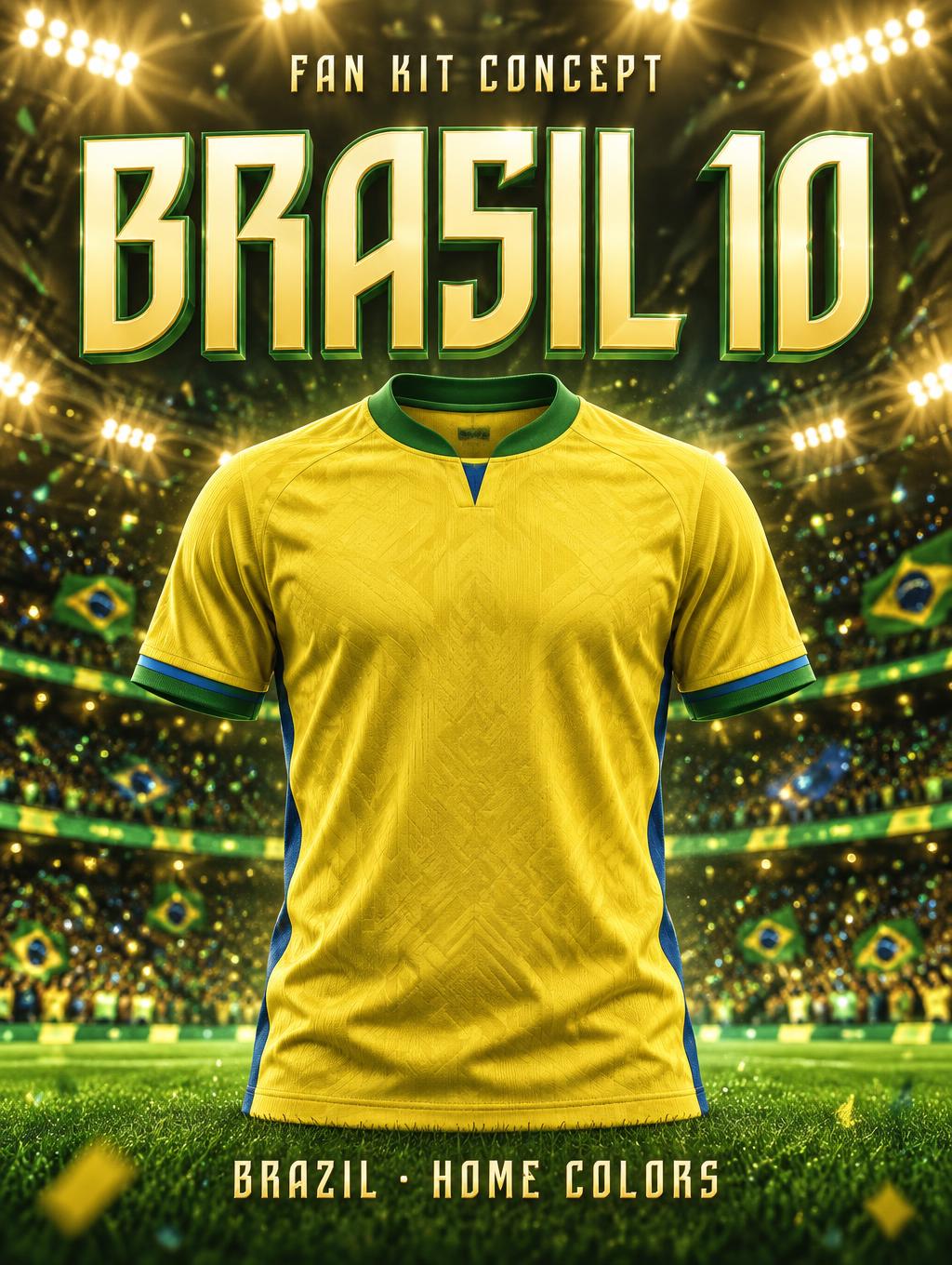 "FAN KIT CONCEPT
BRASIL 10
BRAZIL · HOME COLORS" — Sports Football | AI Text Effect Generator