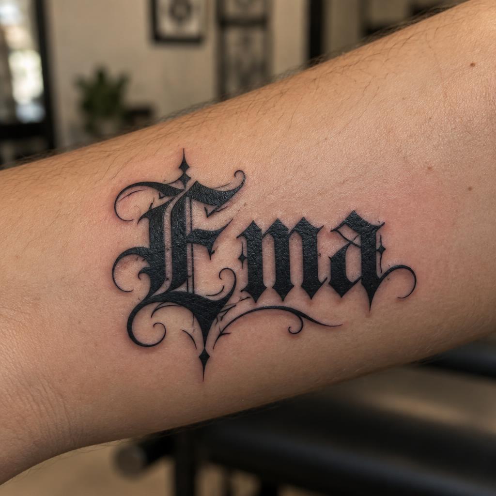 "Ema" — Tattoo | AI Text Effect Generator