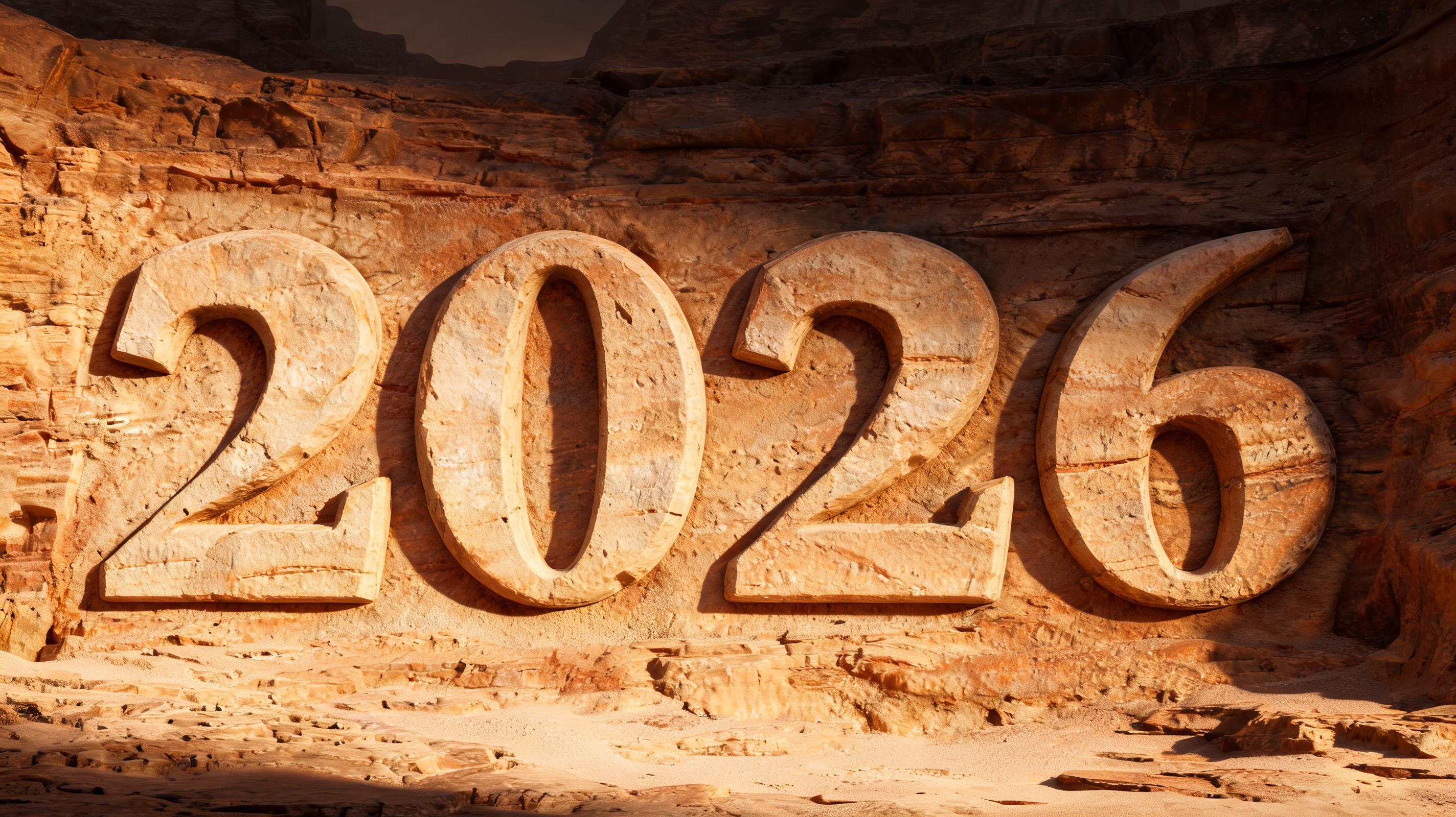"2026" — Sand Stone | AI Text Effect Generator