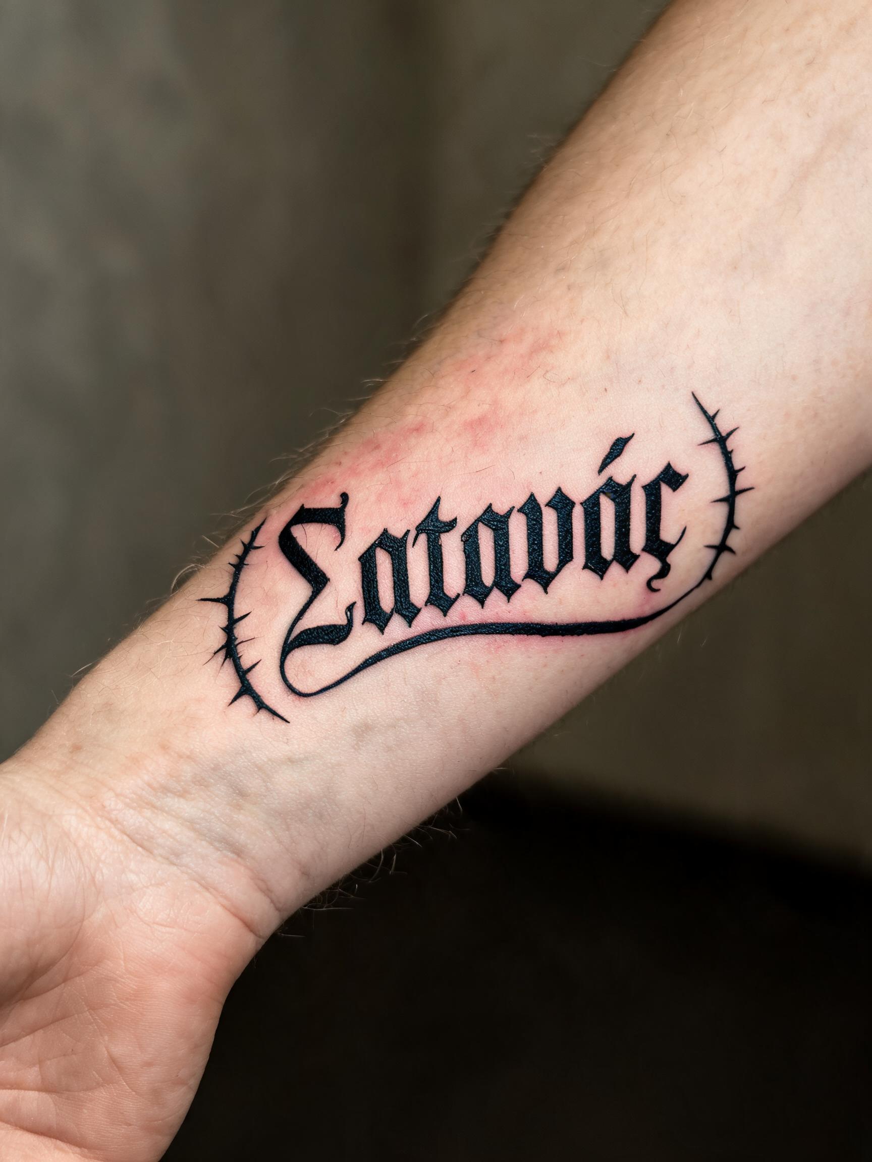 "Σατανάς" — Tattoo text effect