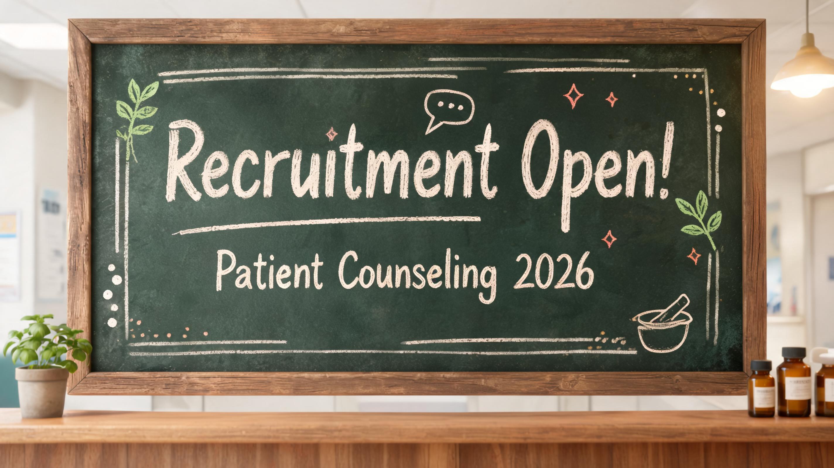 "Recruitment Open!
Patient Counseling 2026" — Chalk | AI Text Effect Generator