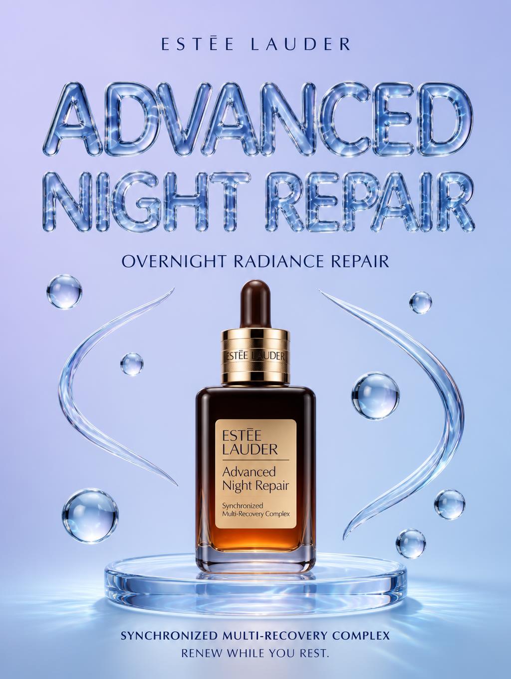ADVANCED
NIGHT REPAIR
ESTÉE LAUDER
OVERNIGHT RADIANCE REPAIR
SYNCHRONIZED MULTI-RECOVERY COMPLEX
RENEW WHILE YOU REST.