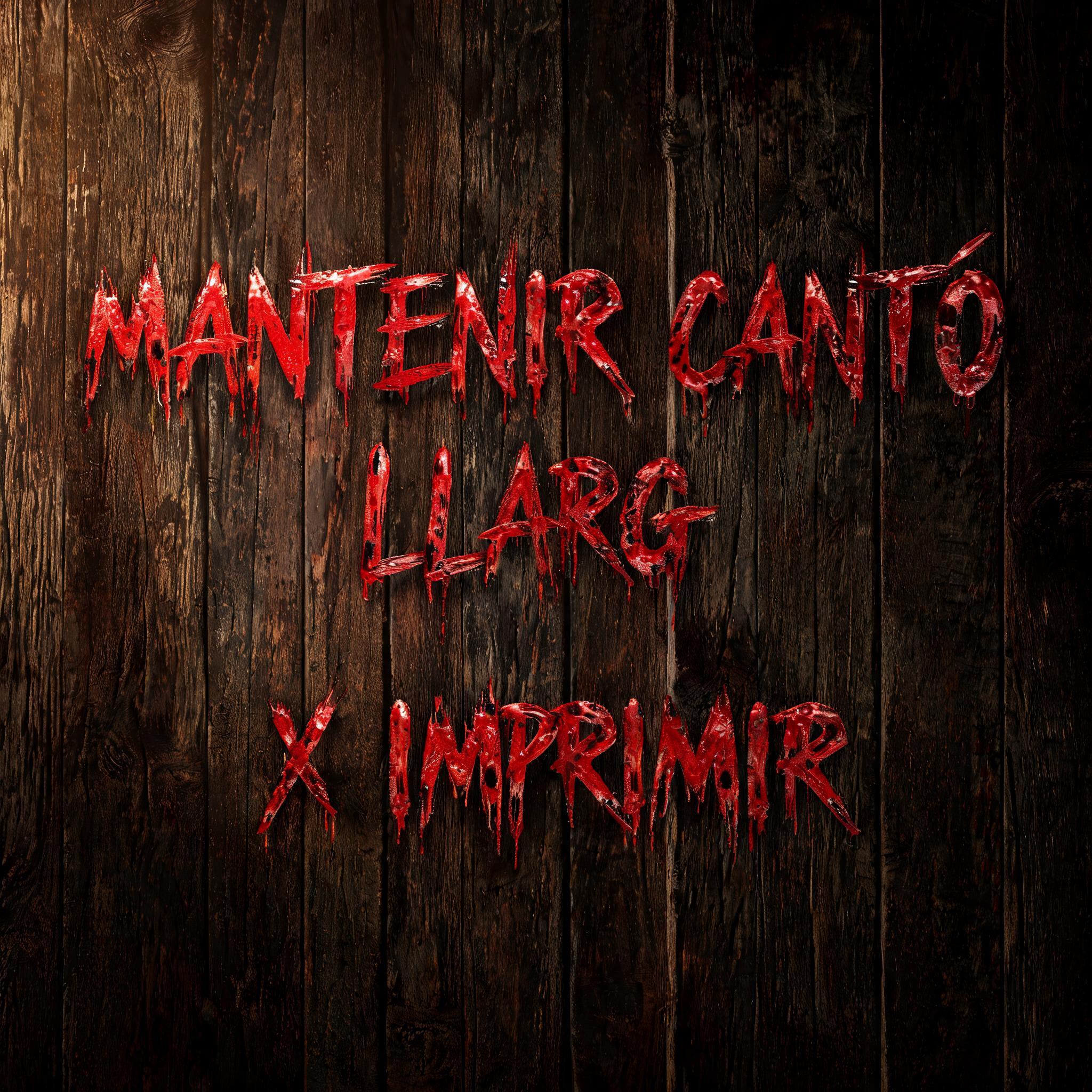 "MANTENIR CANTÓ LLARG X IMPRIMIR" — Drip Font Blood | AI Text Effect Generator