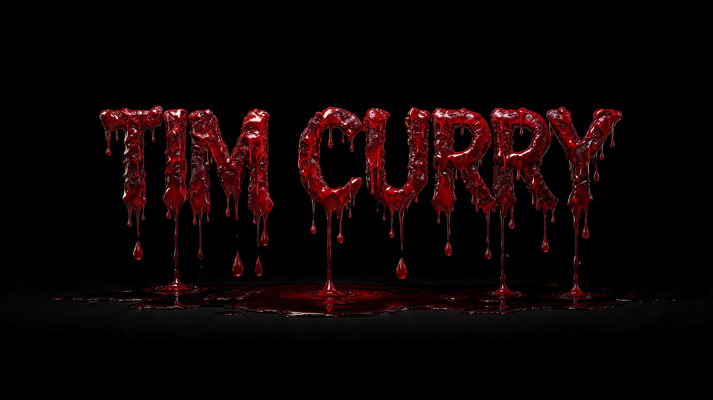"TIM CURRY" — Drip Font Blood | AI Text Effect Generator