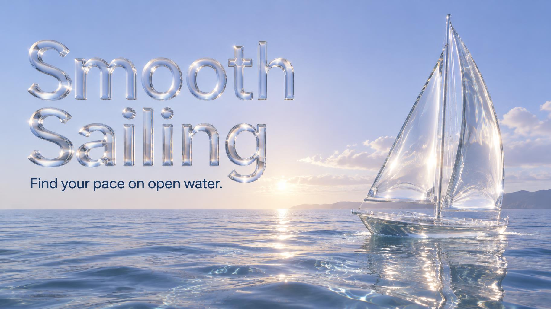 "Smooth Sailing
Find your pace on open water." — Glass | AI Text Effect Generator