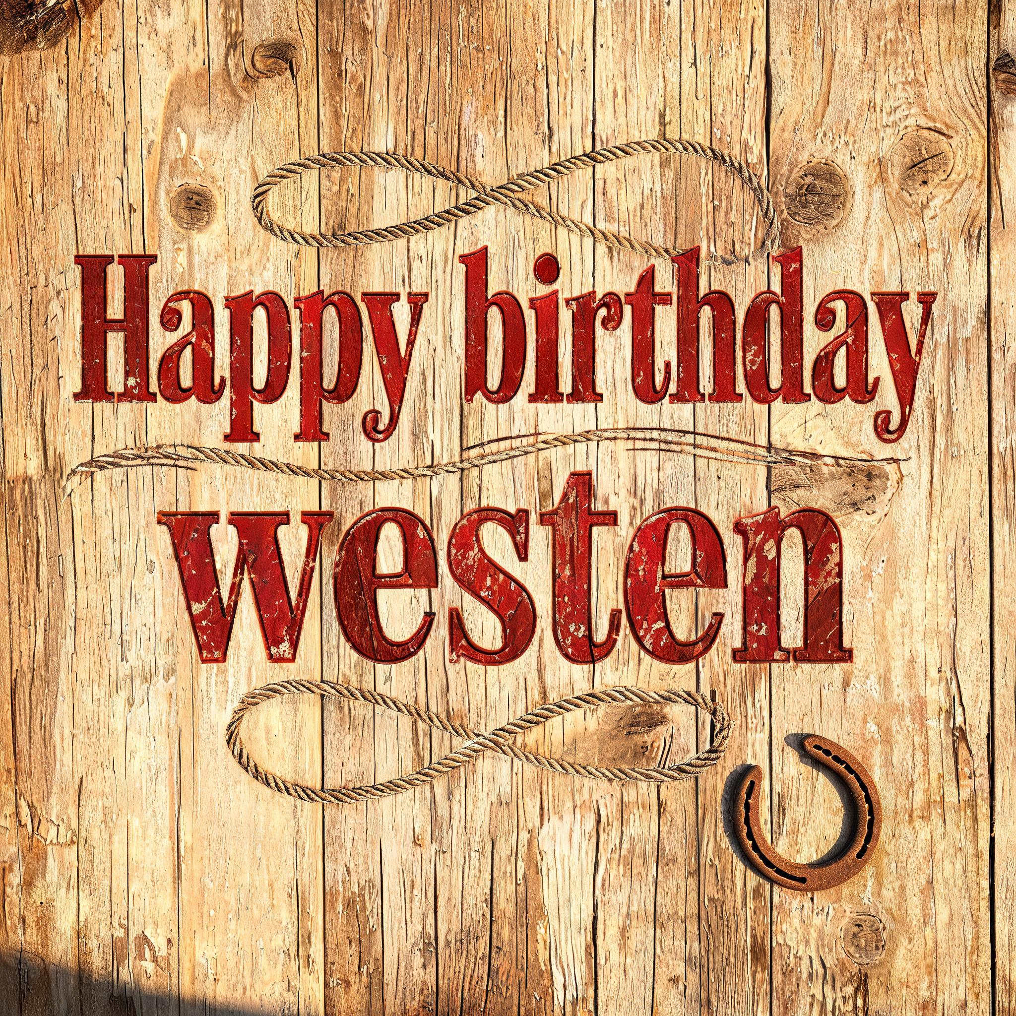 "Happy birthday
westen" — Western text effect