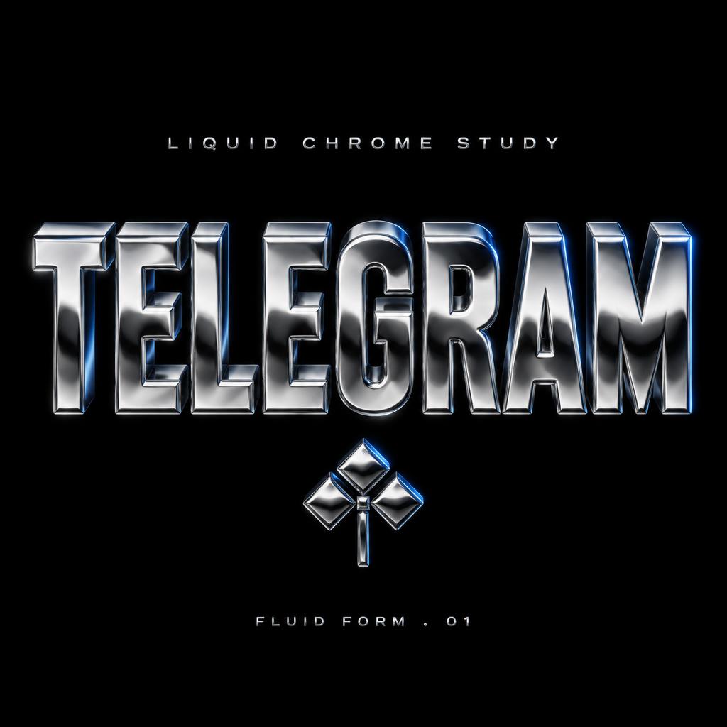 "TELEGRAM" — Chrome Metal 3d | AI Text Effect Generator