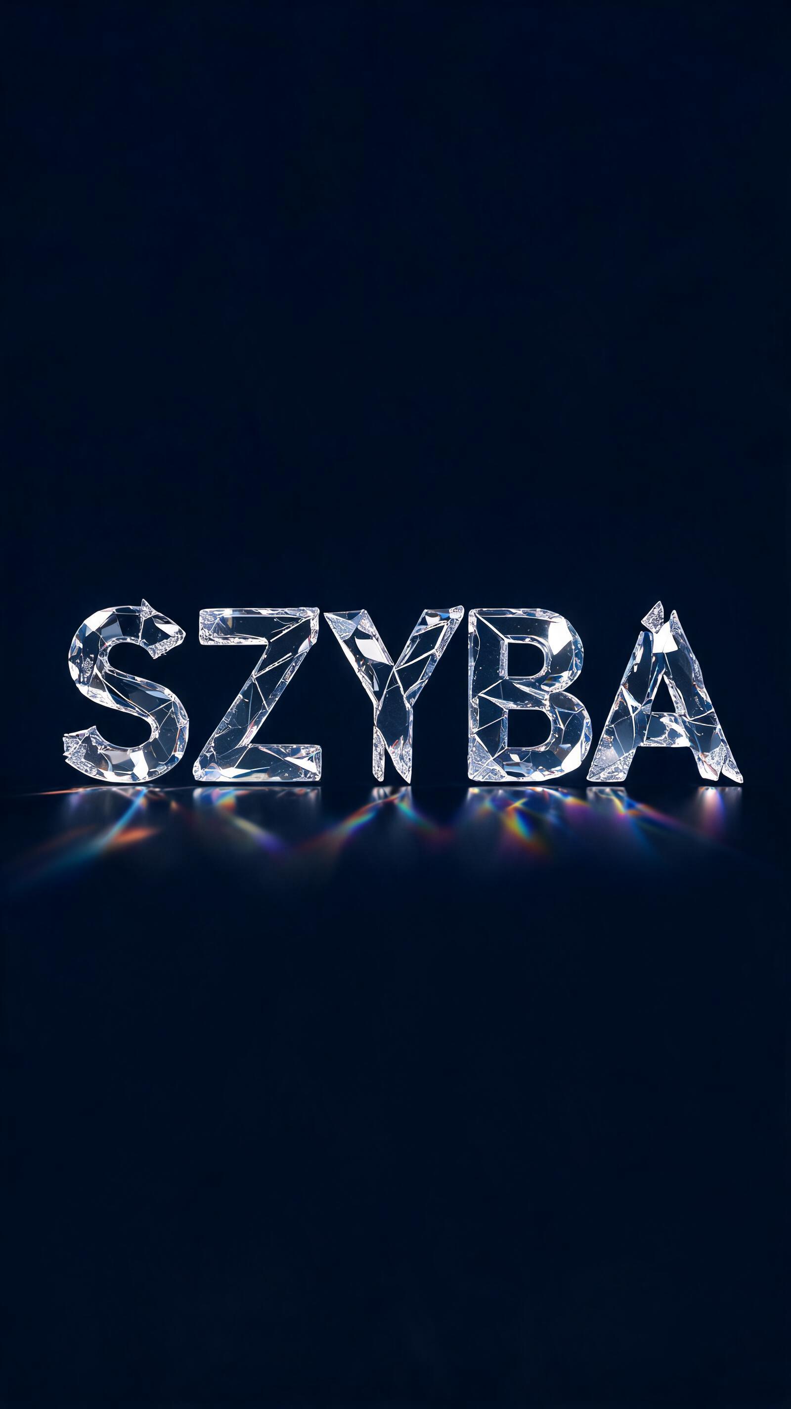 "SZYBA" — Glass | AI Text Effect Generator