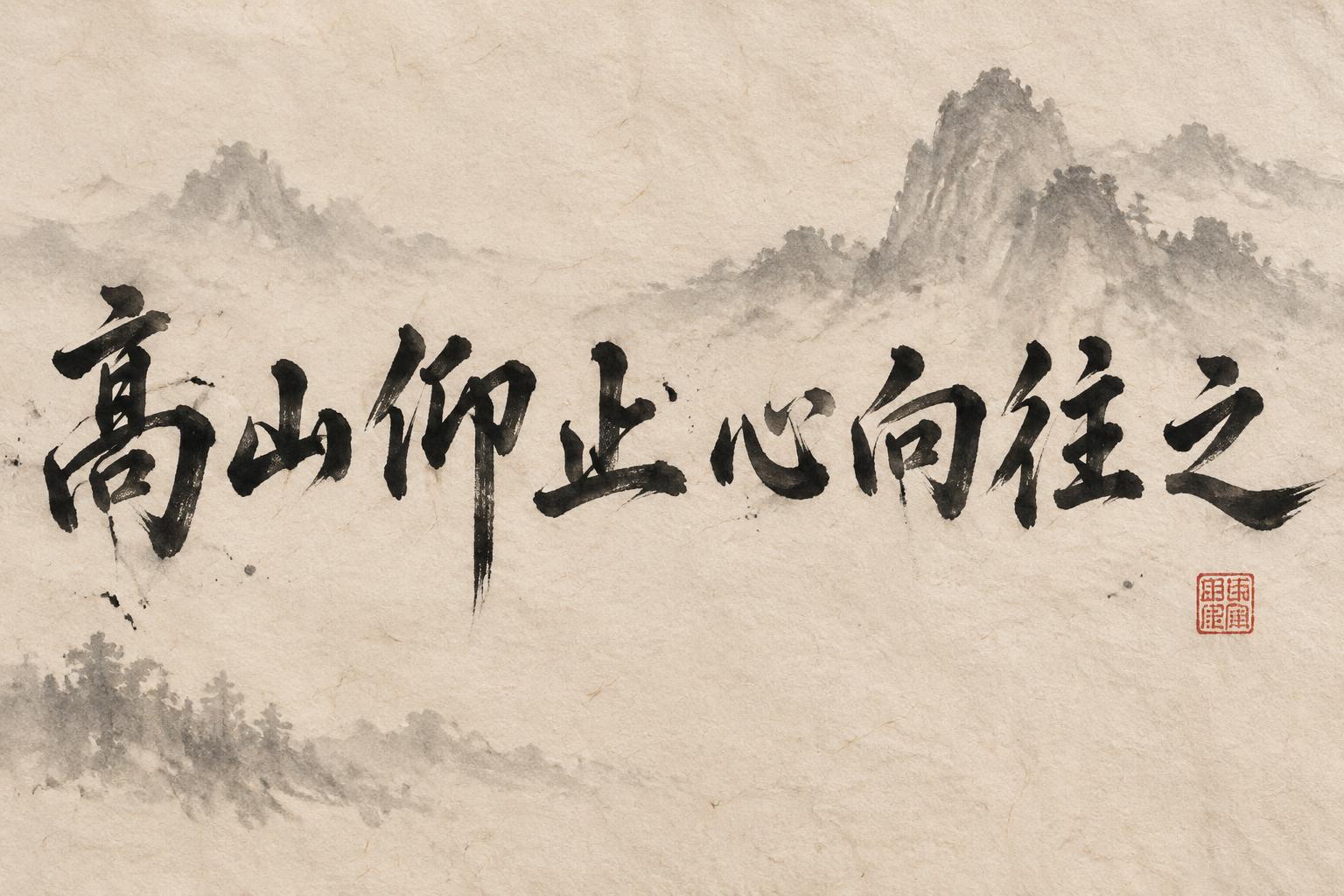 "高山仰止心向往之" — Brush Chinese Ink | AI Text Effect Generator