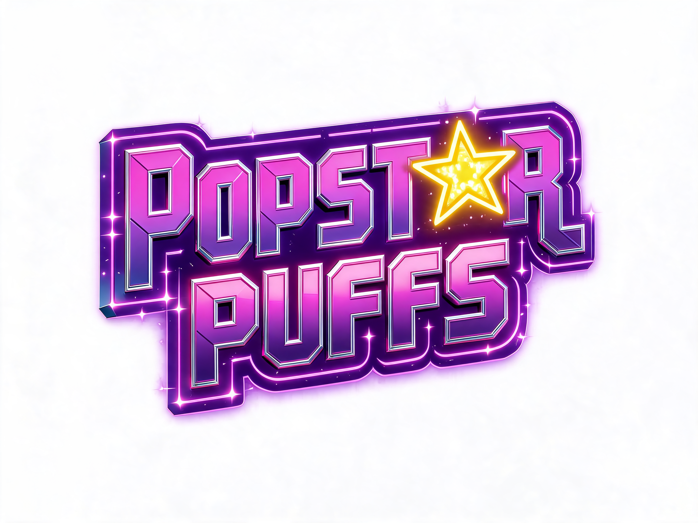 "POPSTAR PUFFS" — Cyberpunk Synthwave text effect