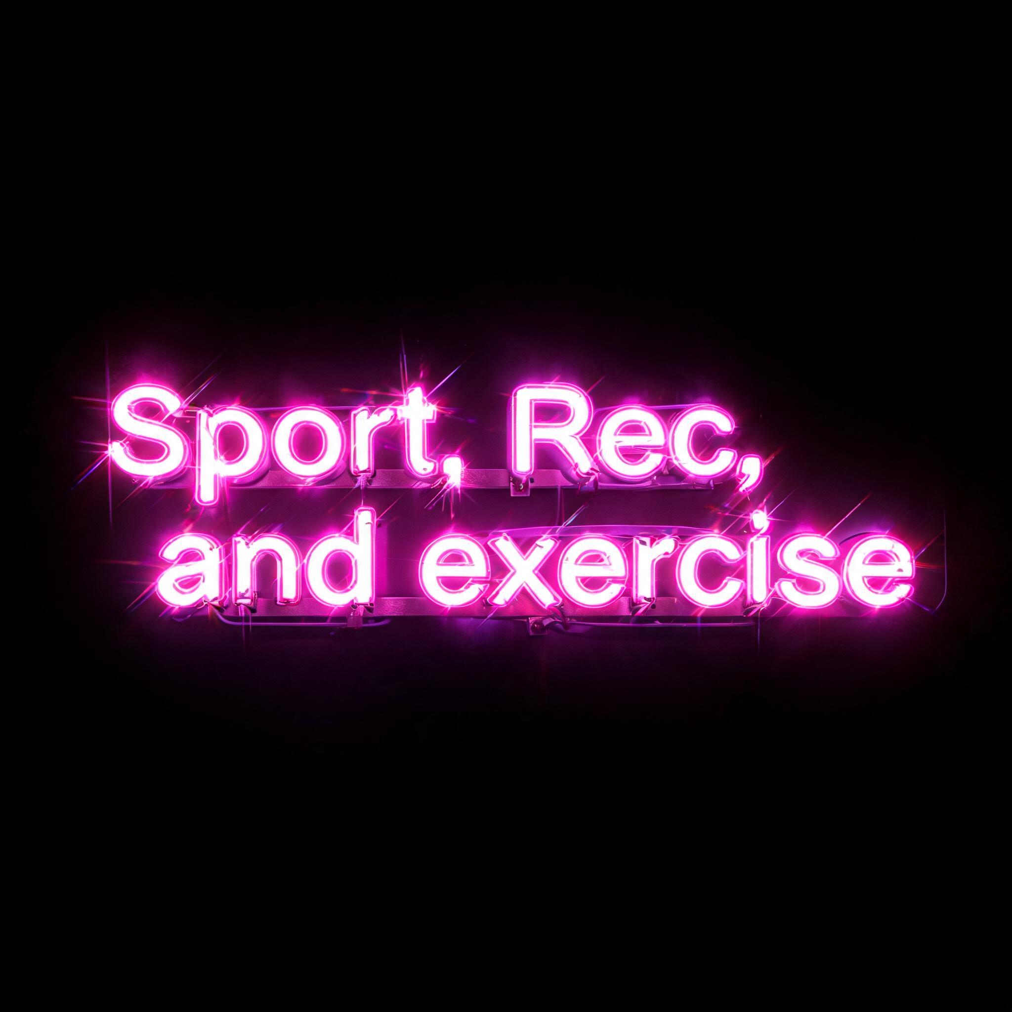 "Sport, Rec, and exercise" — Neon Sign | AI Text Effect Generator