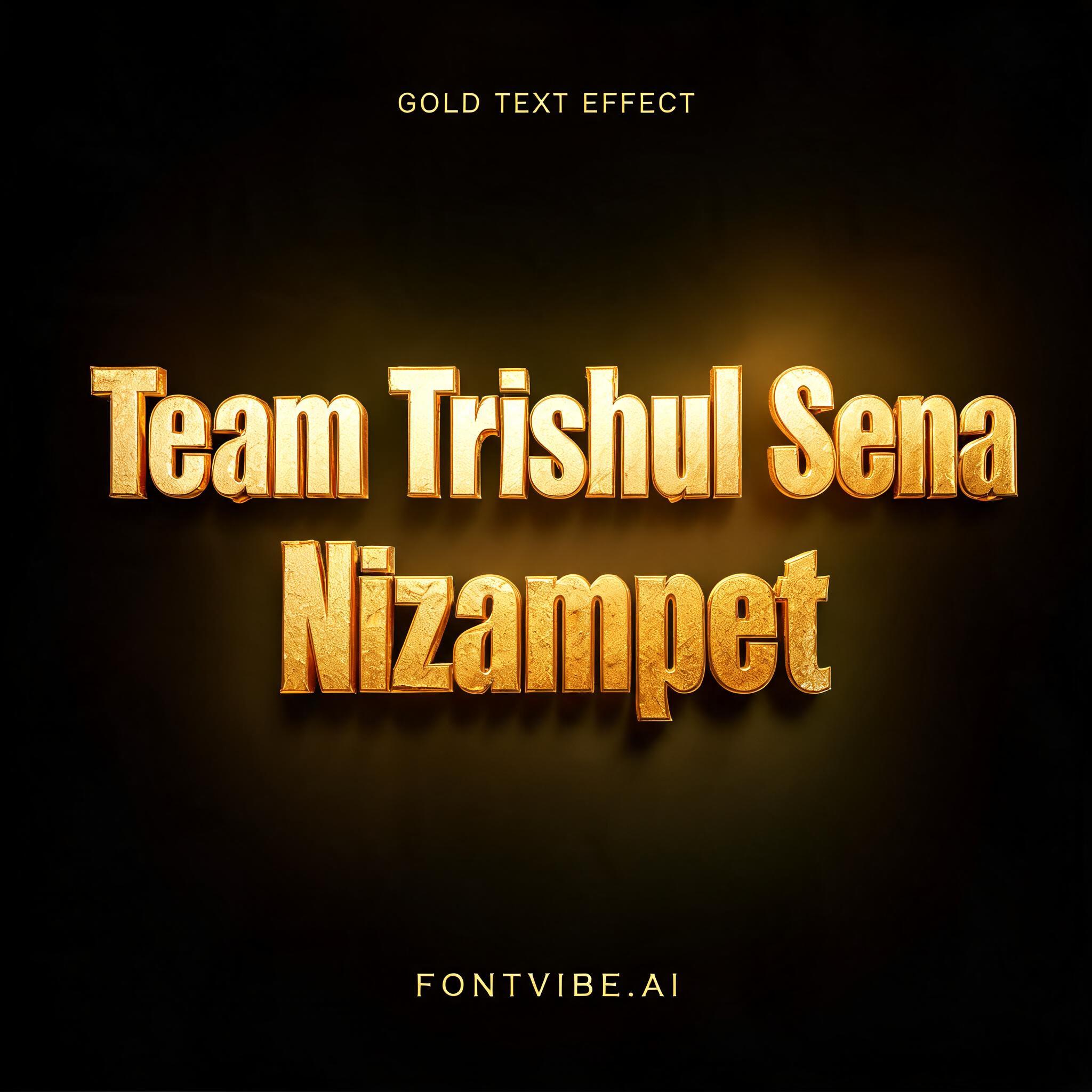 "Team Trishul Sena Nizampet" — Metallic | AI Text Effect Generator