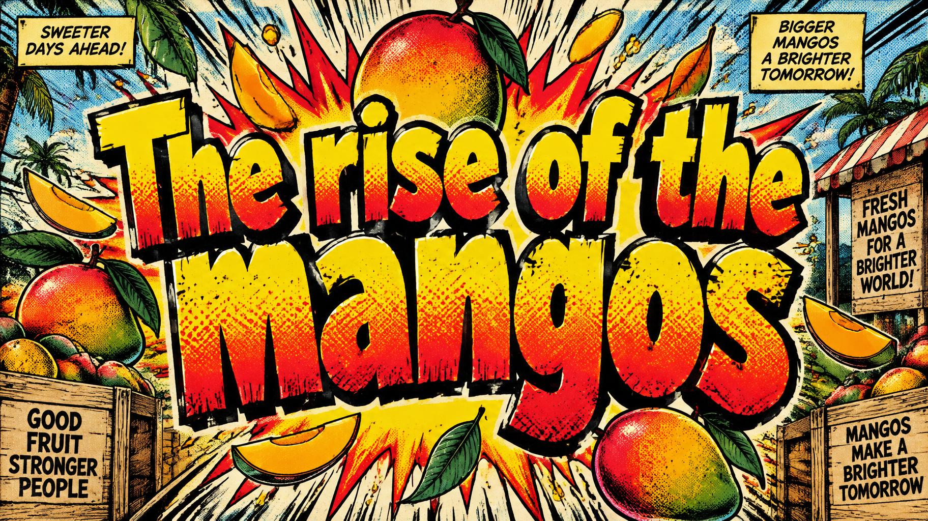 "The rise of the mangos" — Comic Book | AI Text Effect Generator