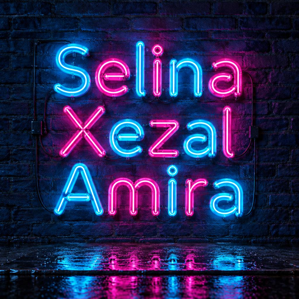 "Selina Xezal Amira" — Neon Glow | AI Text Effect Generator