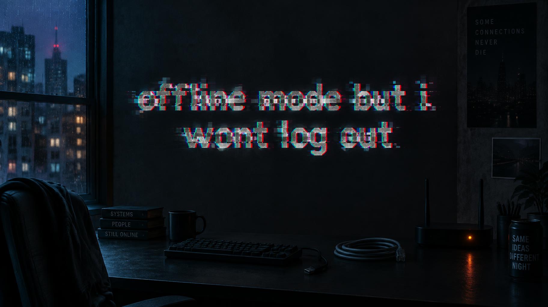 "offline mode but i wont log out" —  | AI Text Effect Generator