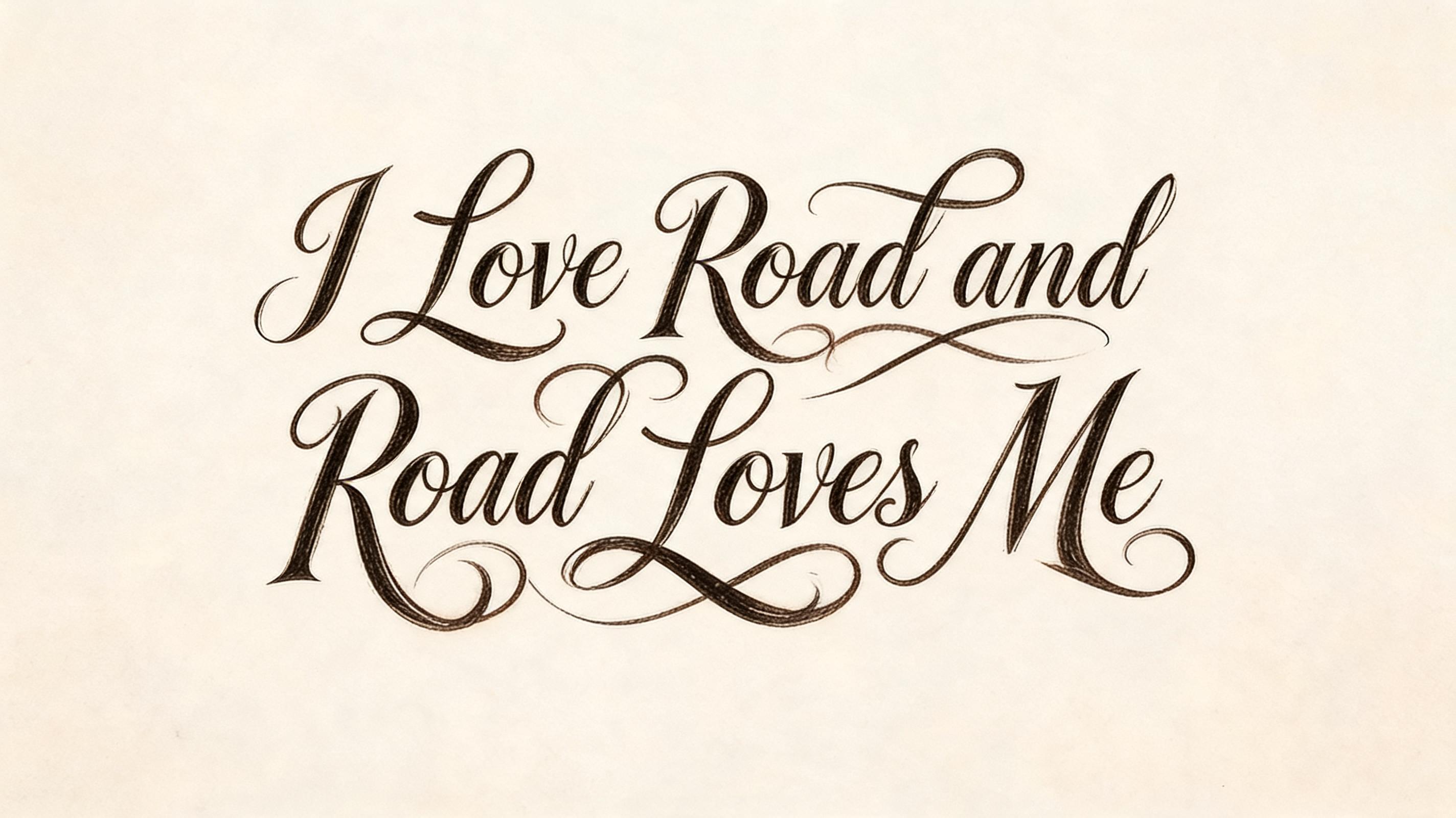 "I Love Road and Road Loves Me" —  text effect