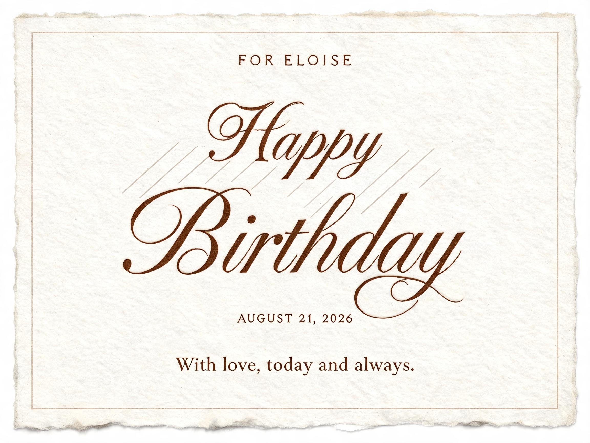 "Write "Happy Birthday" in flowy, elegant cursive" — Cursive Calligraphy text effect