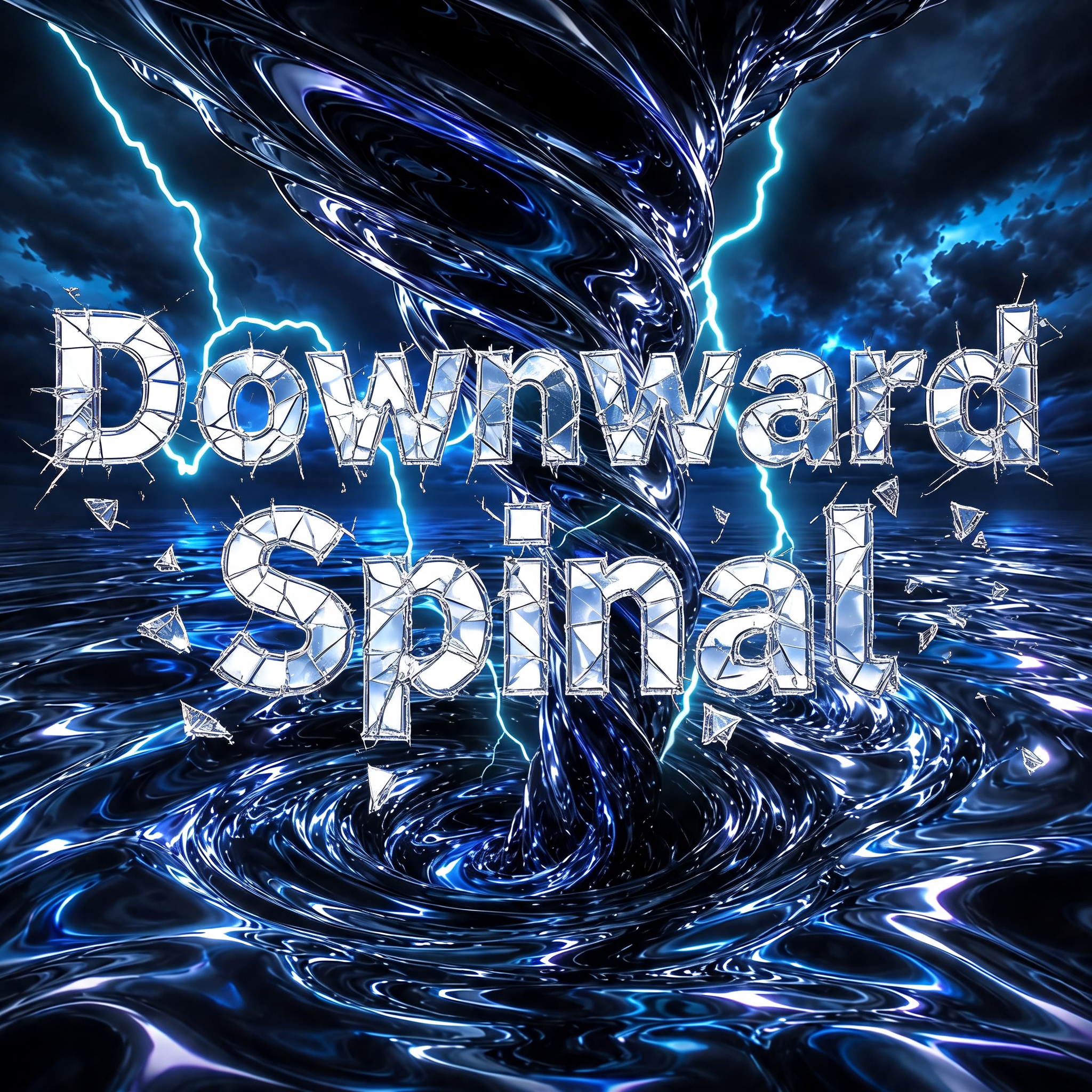 "Downward Spiral" — Glass Broken text effect