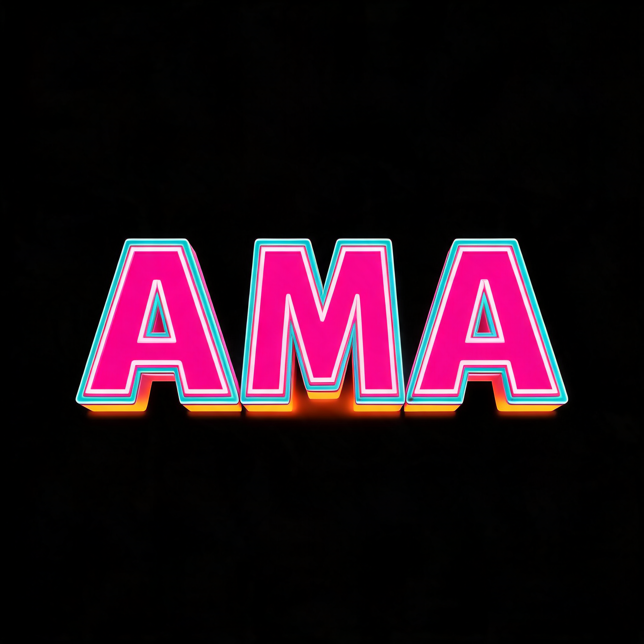 "AMA" — 3d Bold Neon text effect