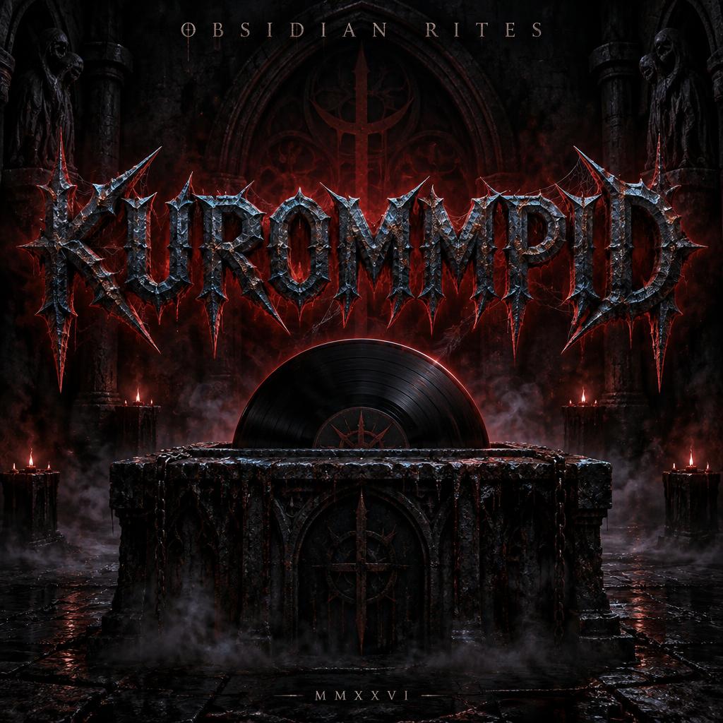 "KUROMMPID
OBSIDIAN RITES
MMXXVI" — Gothic Dark | AI Text Effect Generator