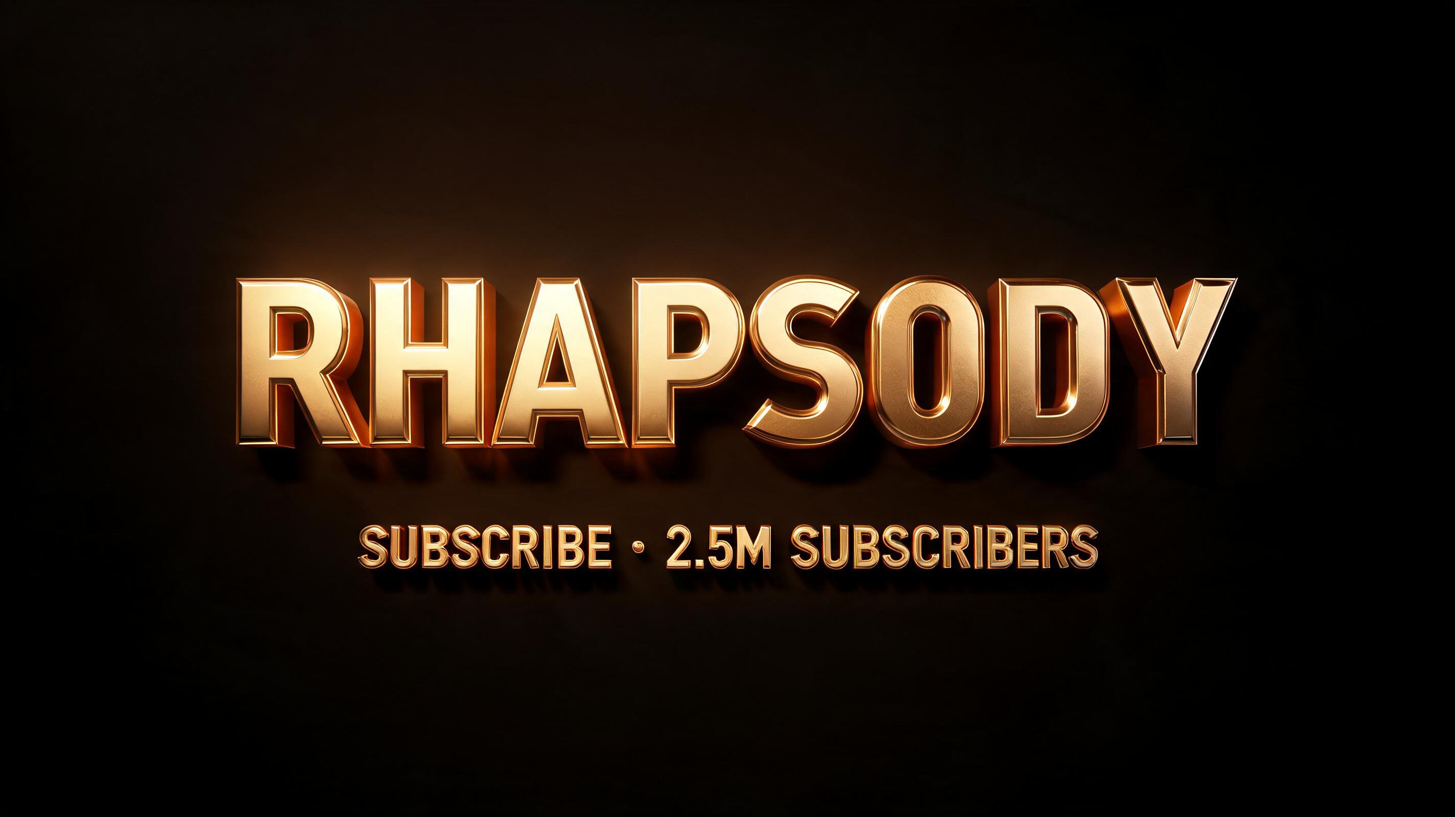 "RHAPSODY" — 3d Bold Gold | AI Text Effect Generator