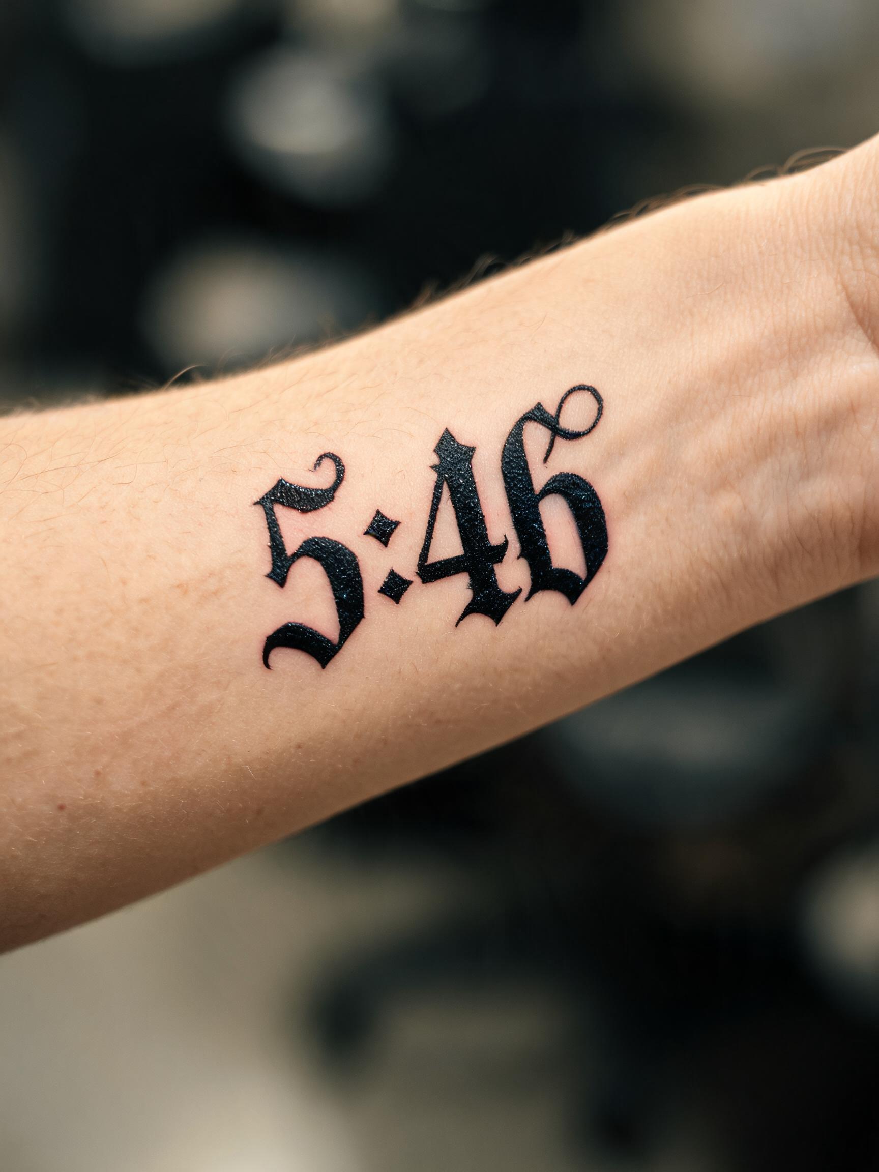 "5:46" — Tattoo text effect