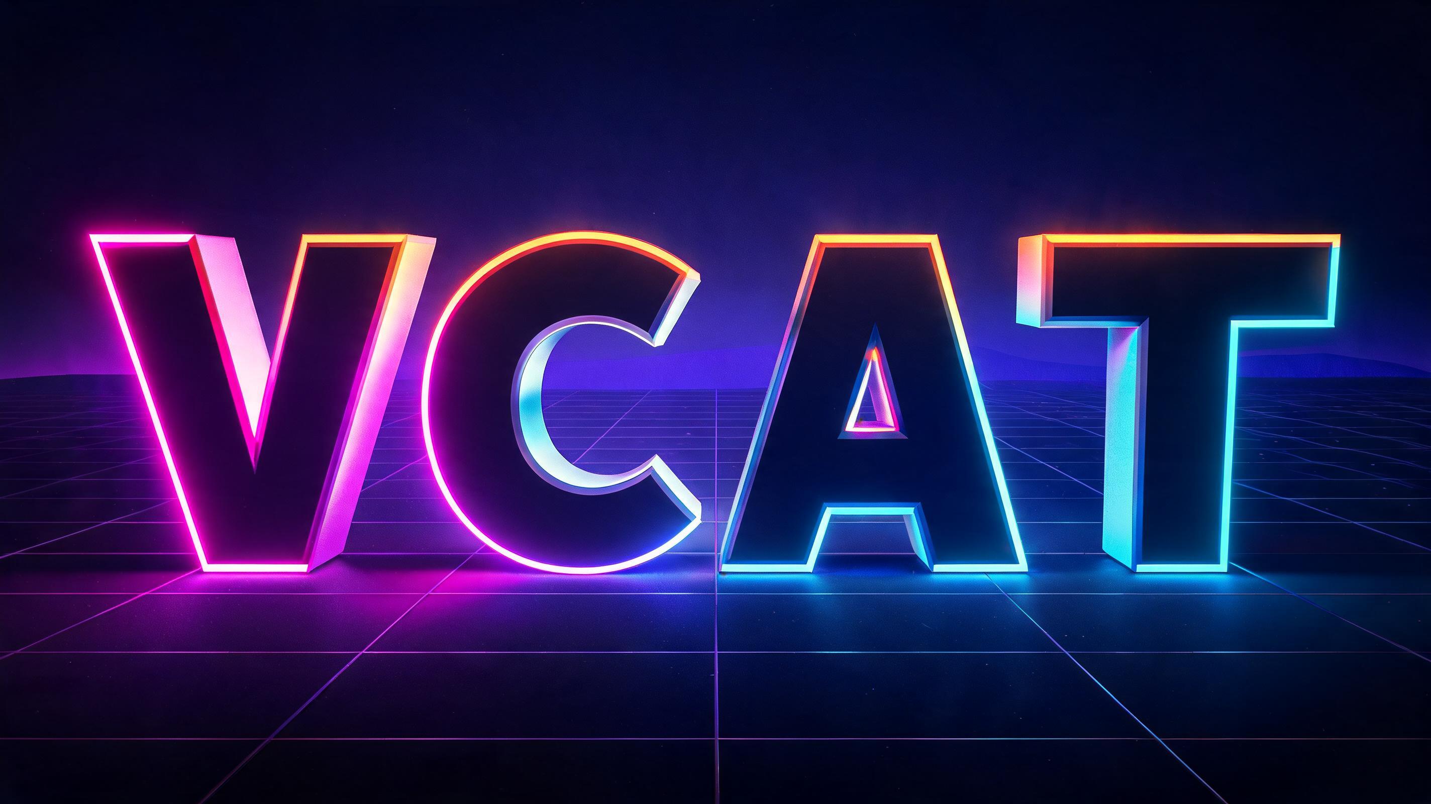 "VCAT" — 3d Bold Neon text effect
