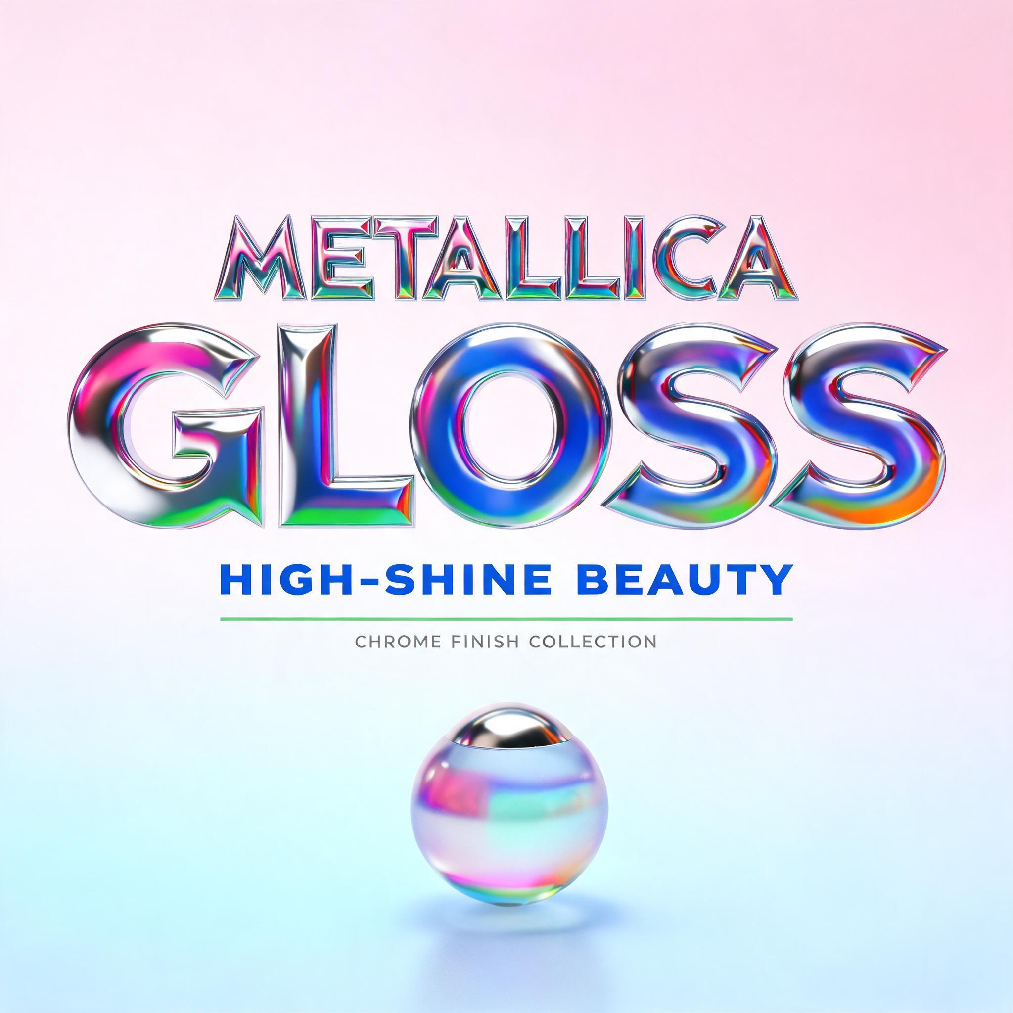 Design a chrome logo for the beauty brand Metallica Gloss