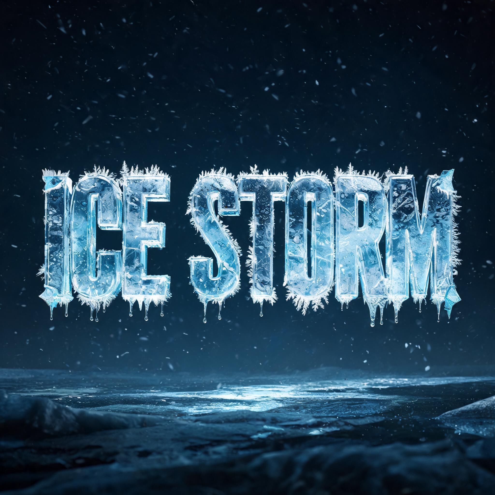 "ICE STORM" — Ice Crystal text effect
