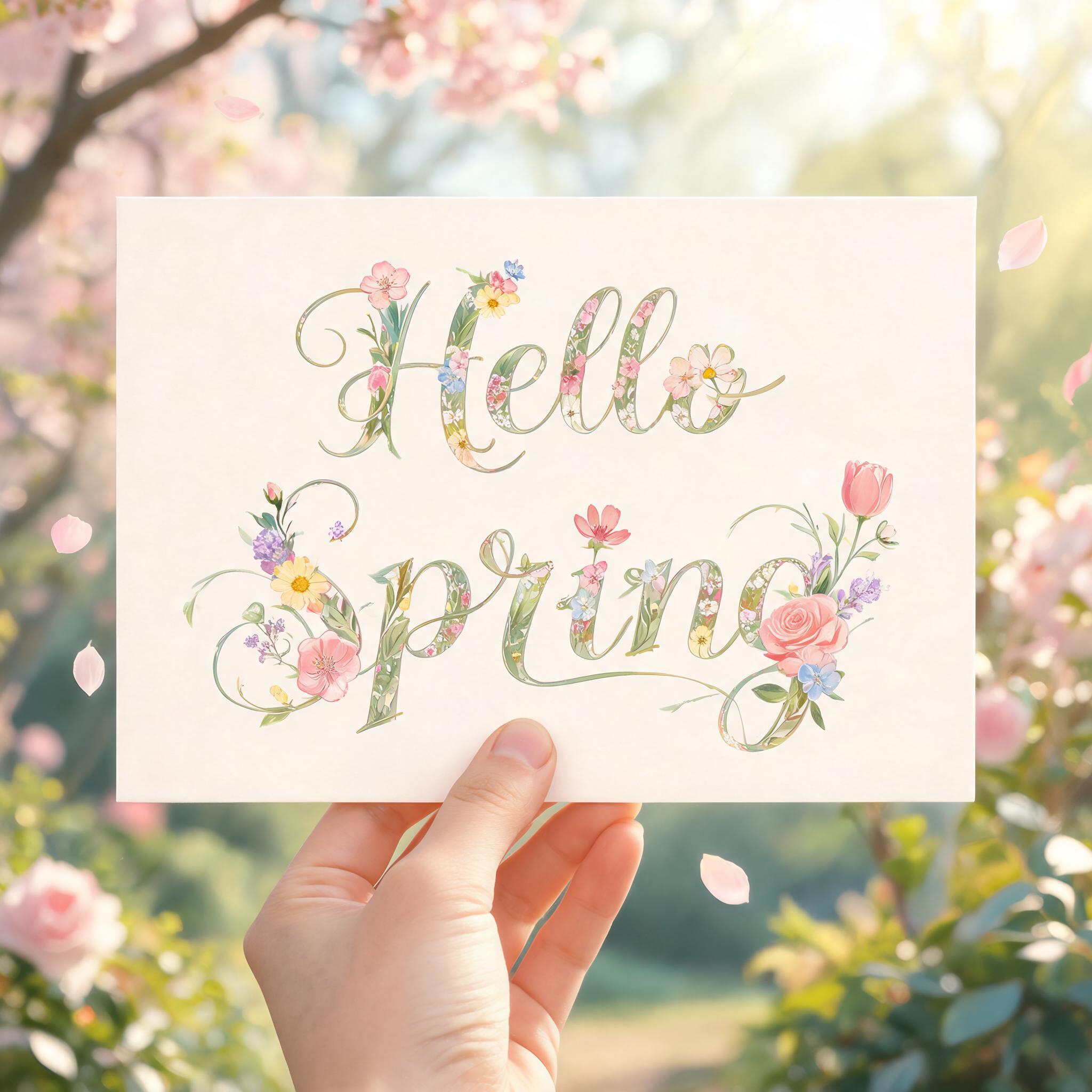 "Hello
Spring" — Spring Holiday text effect