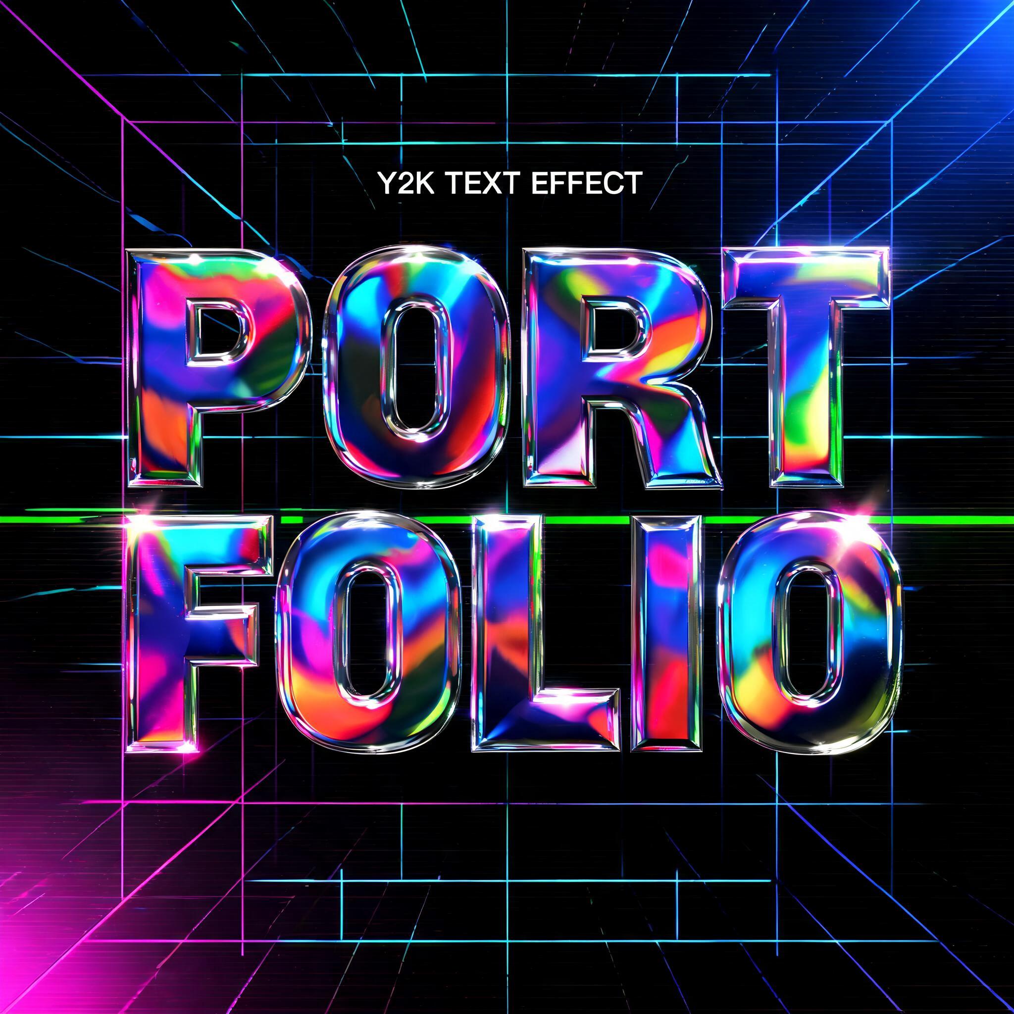 "PORTFOLIO" — Y2k Chrome text effect