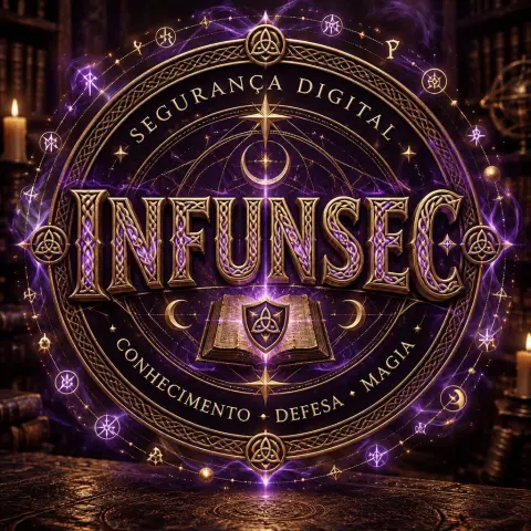 "INFUNSEC
SEGURANÇA DIGITAL
CONHECIMENTO • DEFESA • MAGIA" — Magic Fantasy text effect