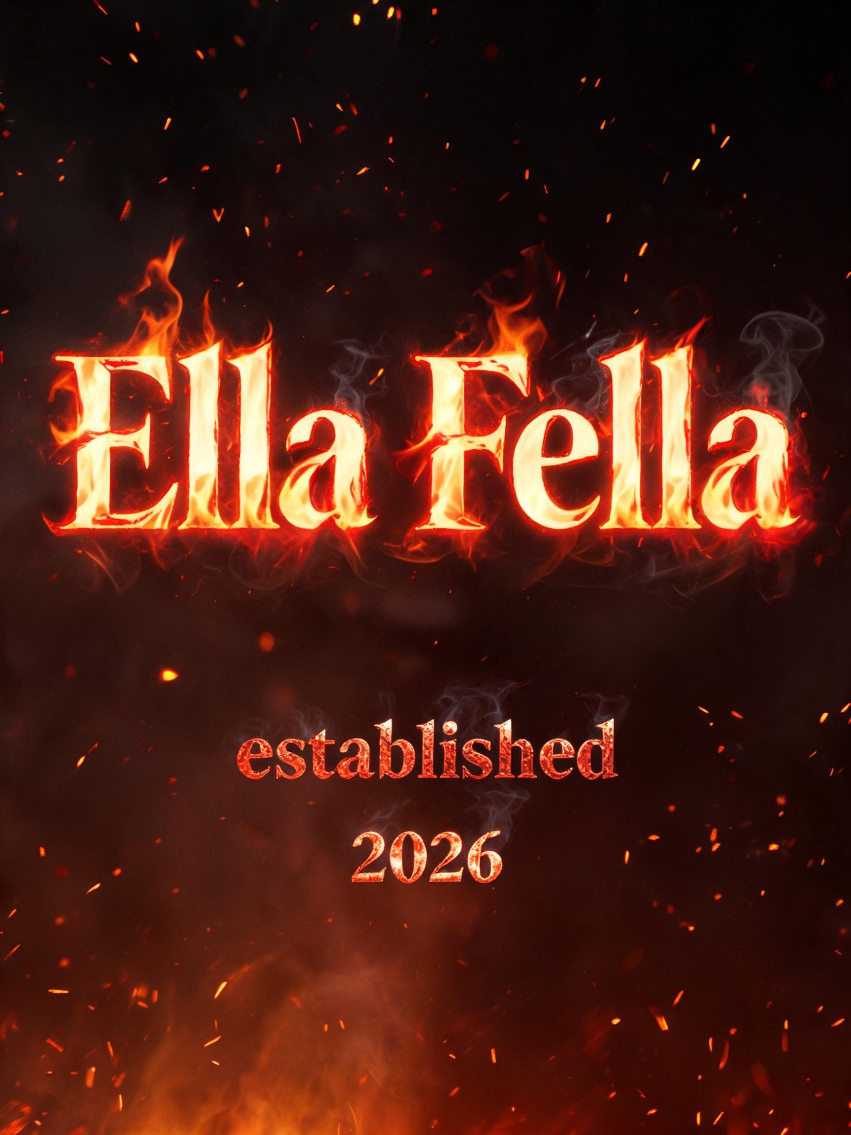 "Ella Fella
established
2026" — Fire Smoke text effect