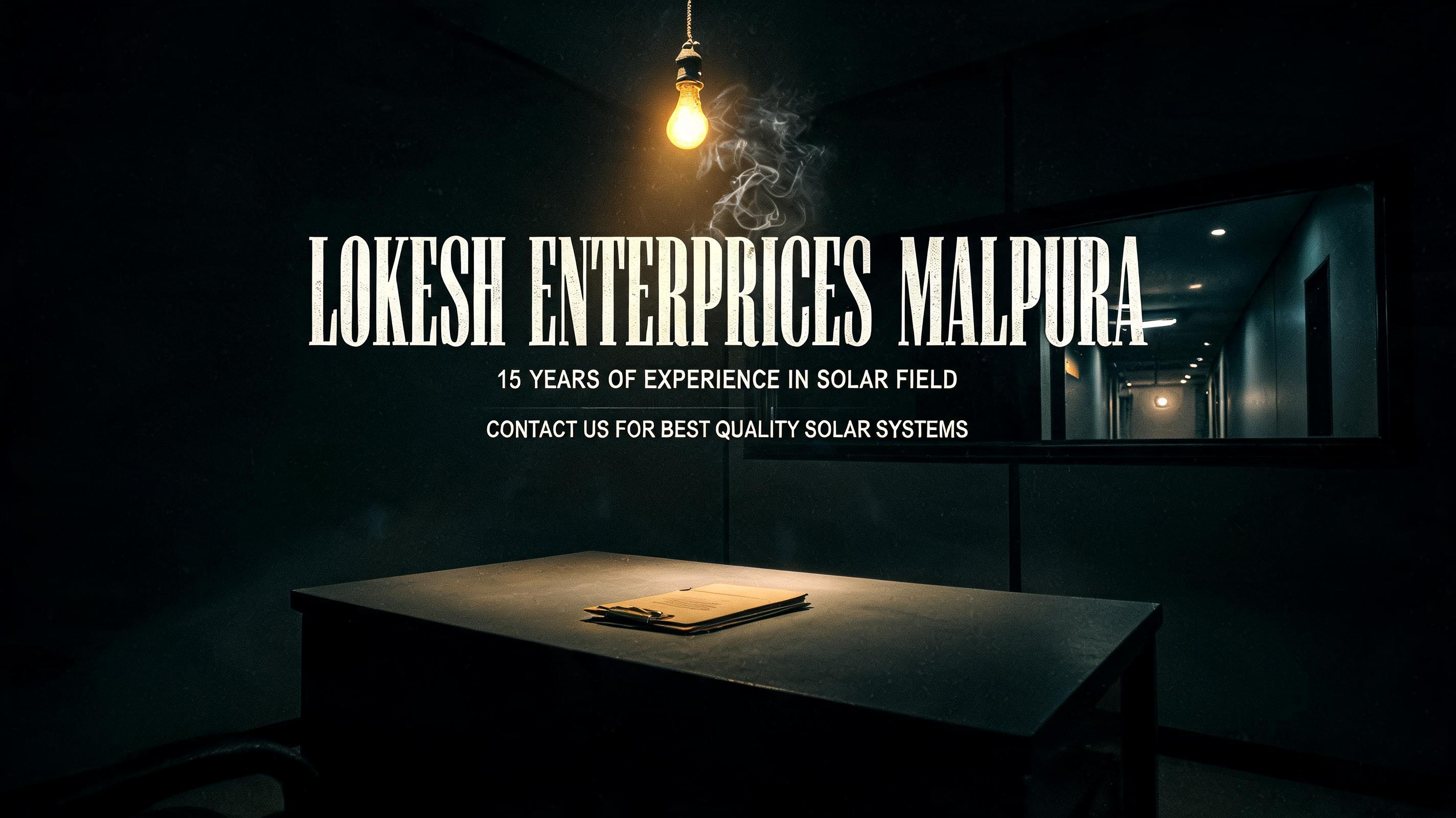 "LOKESH ENTERPRISES MALPURA 
15 YEARS OF EXPERIENCE IN SOLAR FIELD 
CONTACT US FOR BEST QUALITY SOLAR SYSTEMS" — Cinematic Netflix | AI Text Effect Generator