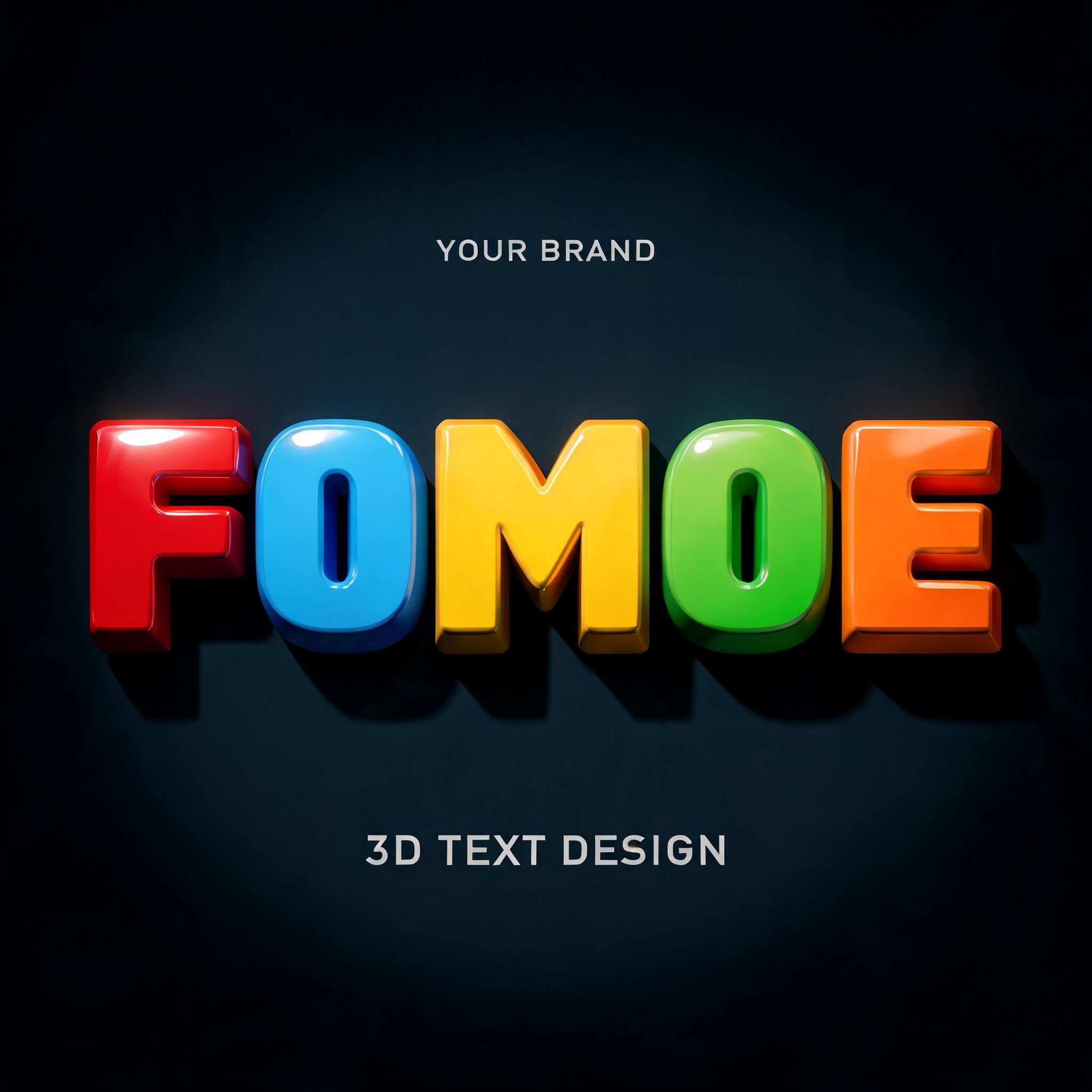 "FOMOE" — 3d Bold | AI Text Effect Generator
