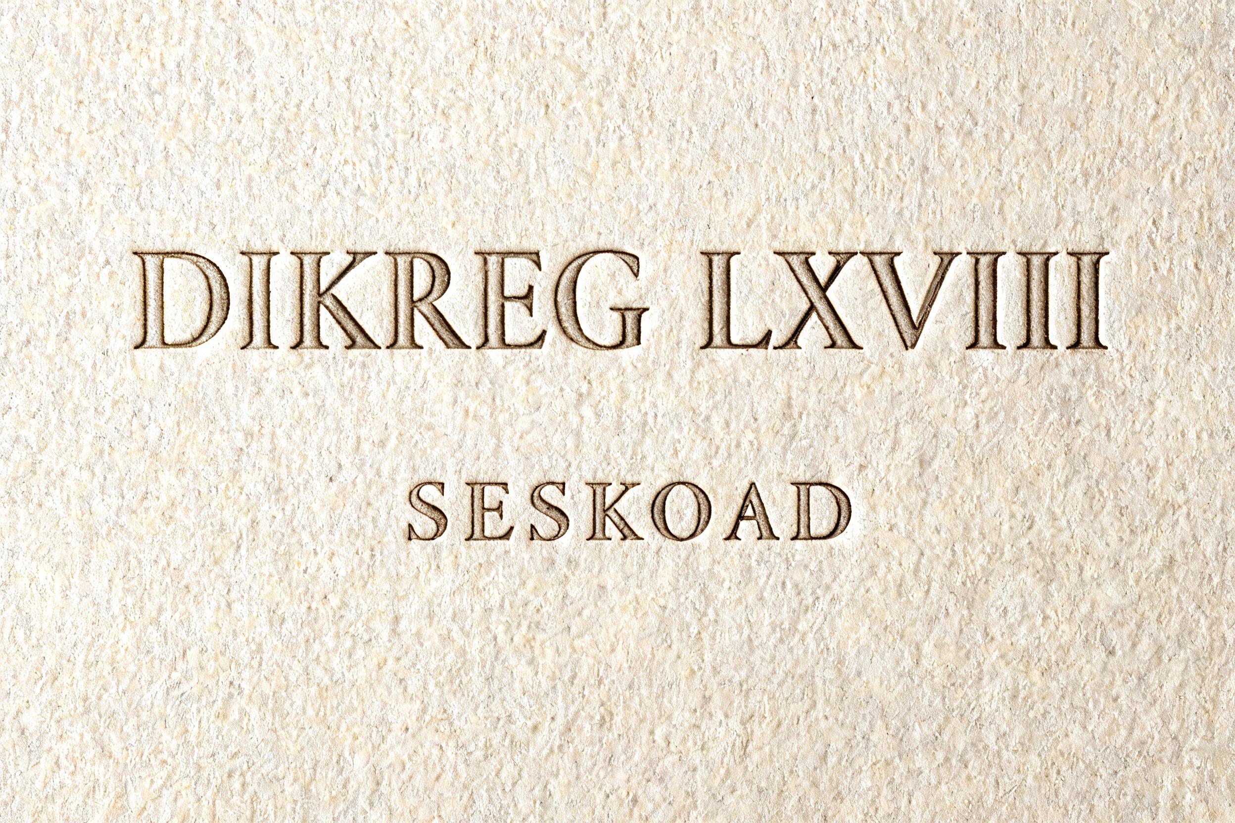 "DIKREG LXVIII 
SESKOAD" — Emboss | AI Text Effect Generator