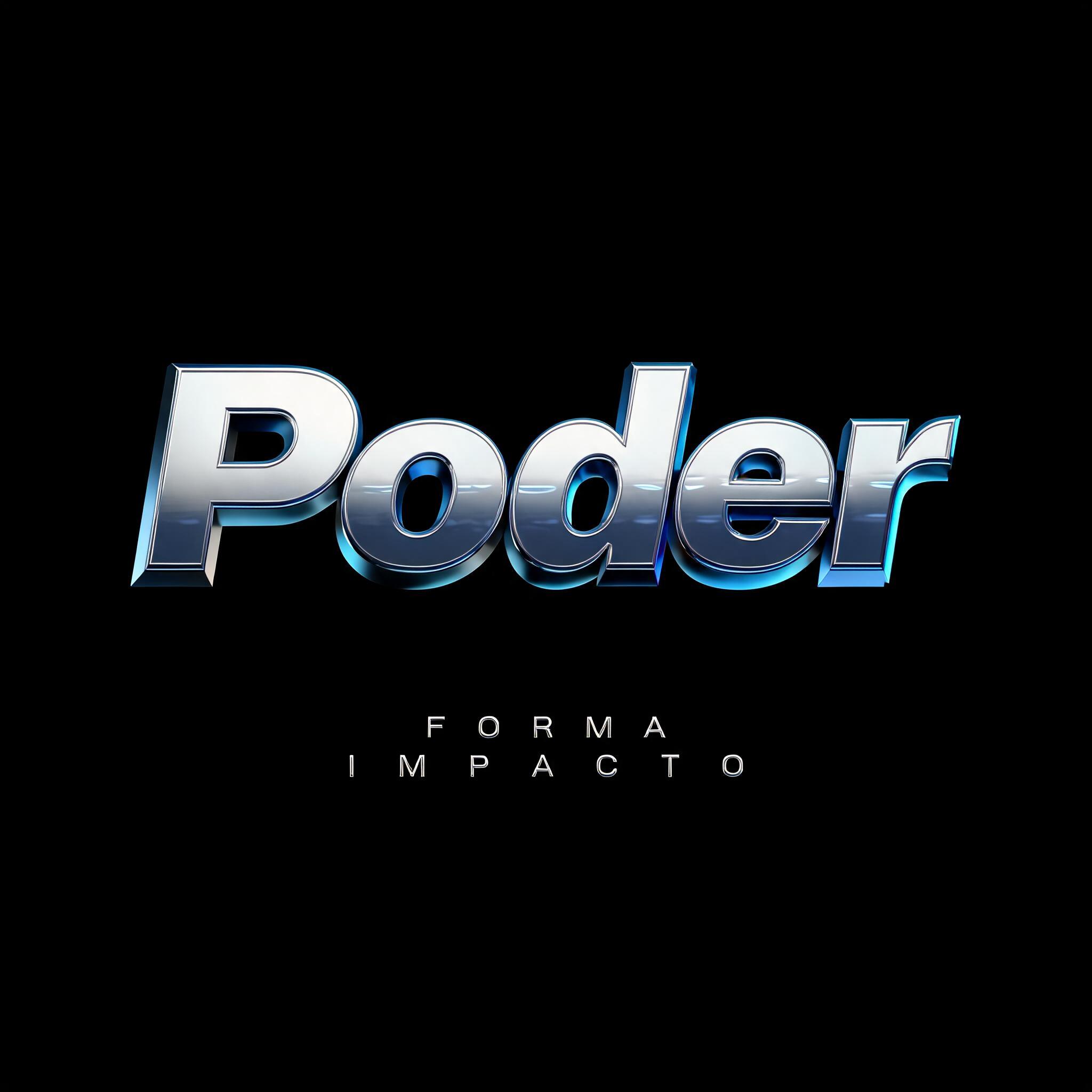"Um logo cromado que diga «Poder»" — Chrome Metal 3d | AI Text Effect Generator