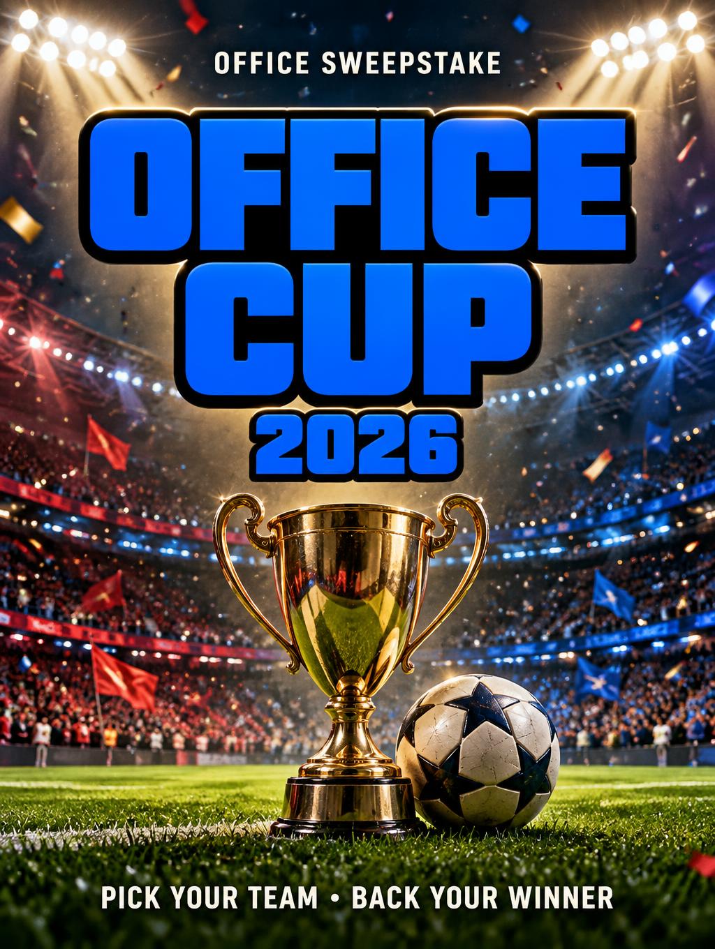 "OFFICE CUP
2026
OFFICE SWEEPSTAKE
PICK YOUR TEAM • BACK YOUR WINNER" — Sports Football | AI Text Effect Generator