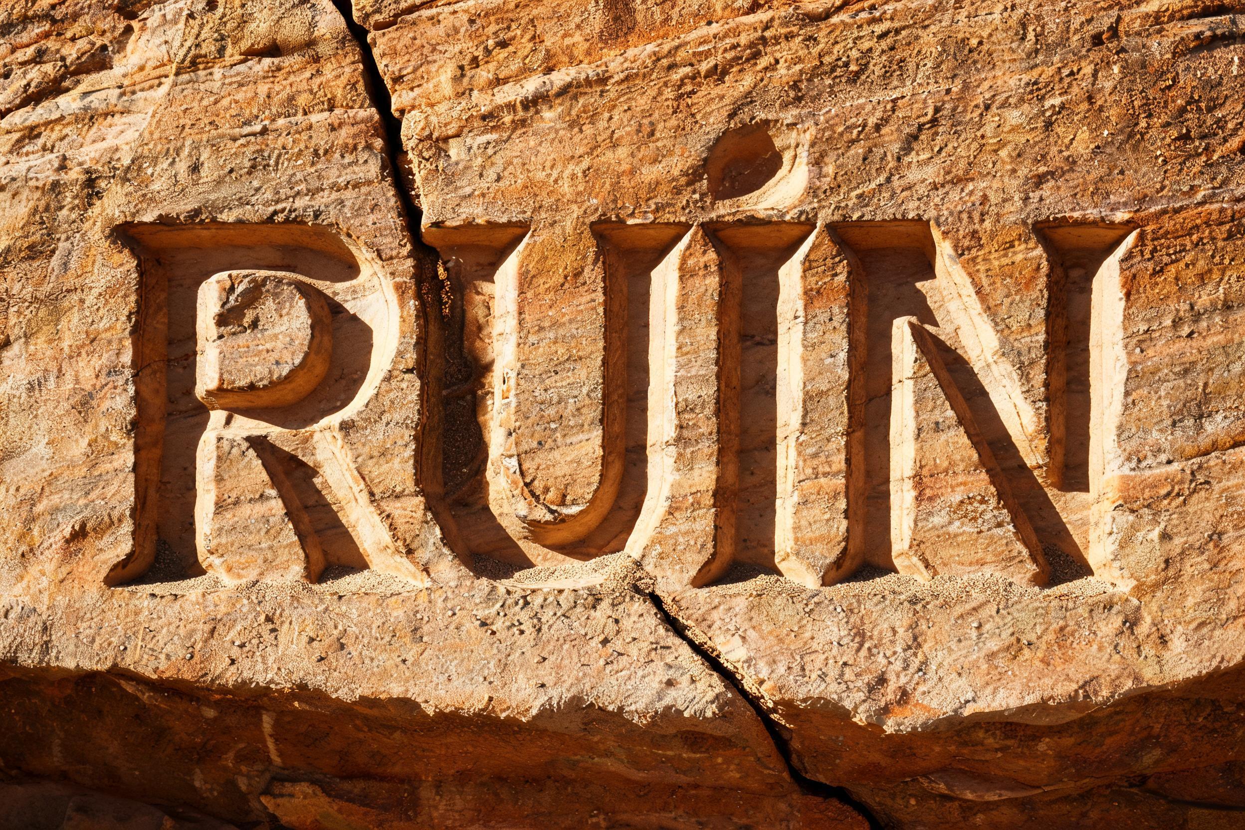"Ruin" — Sand Stone | AI Text Effect Generator