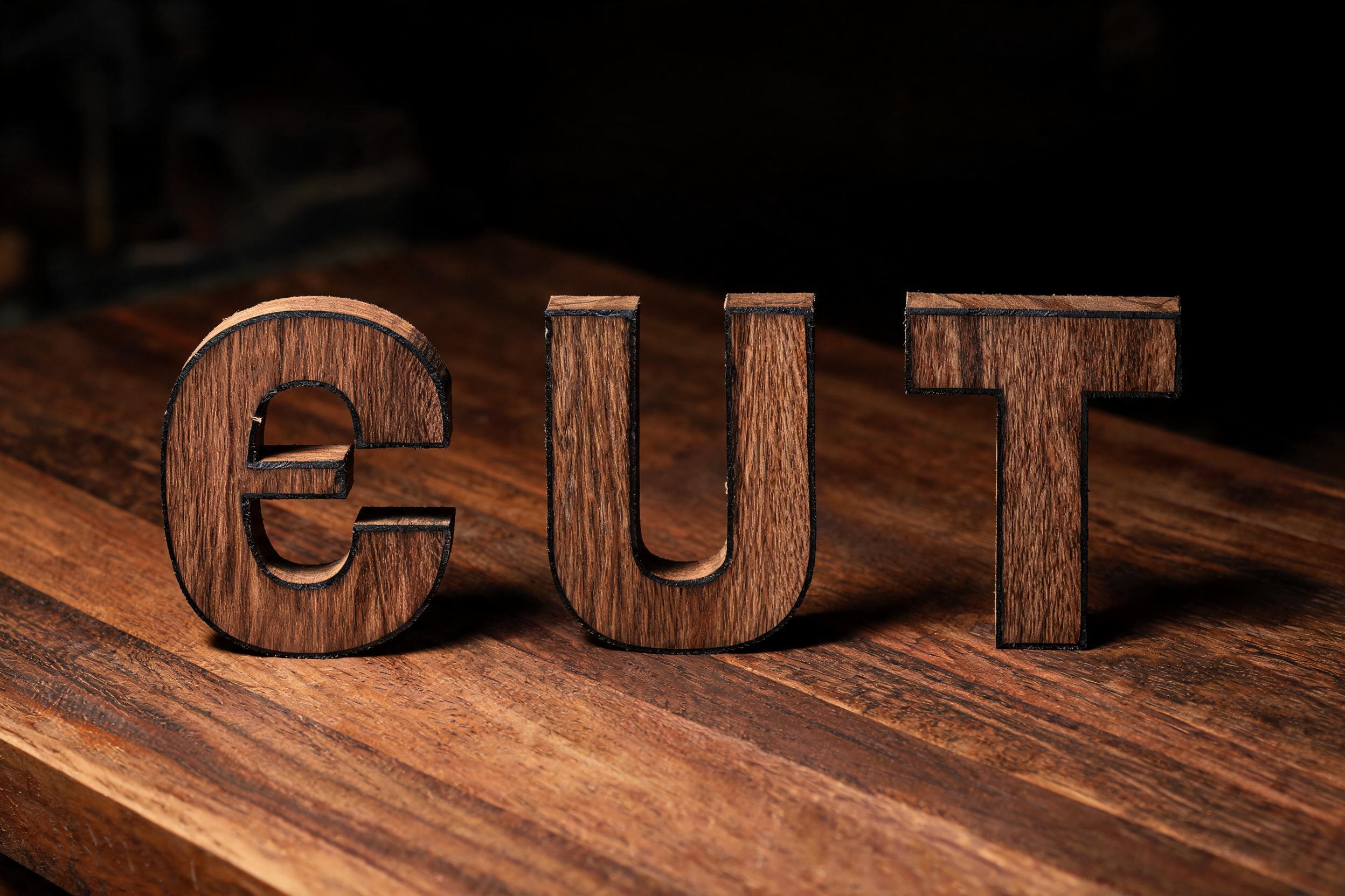 "CUT" — Laser Cut | AI Text Effect Generator