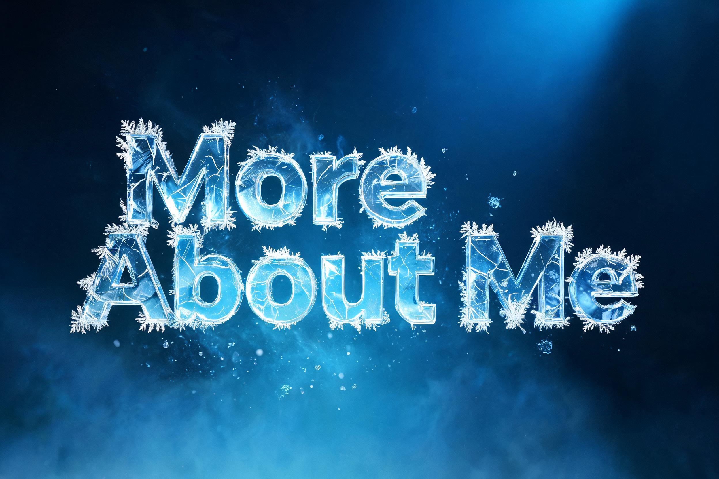 "More  About Me" — Ice Crystal | AI Text Effect Generator