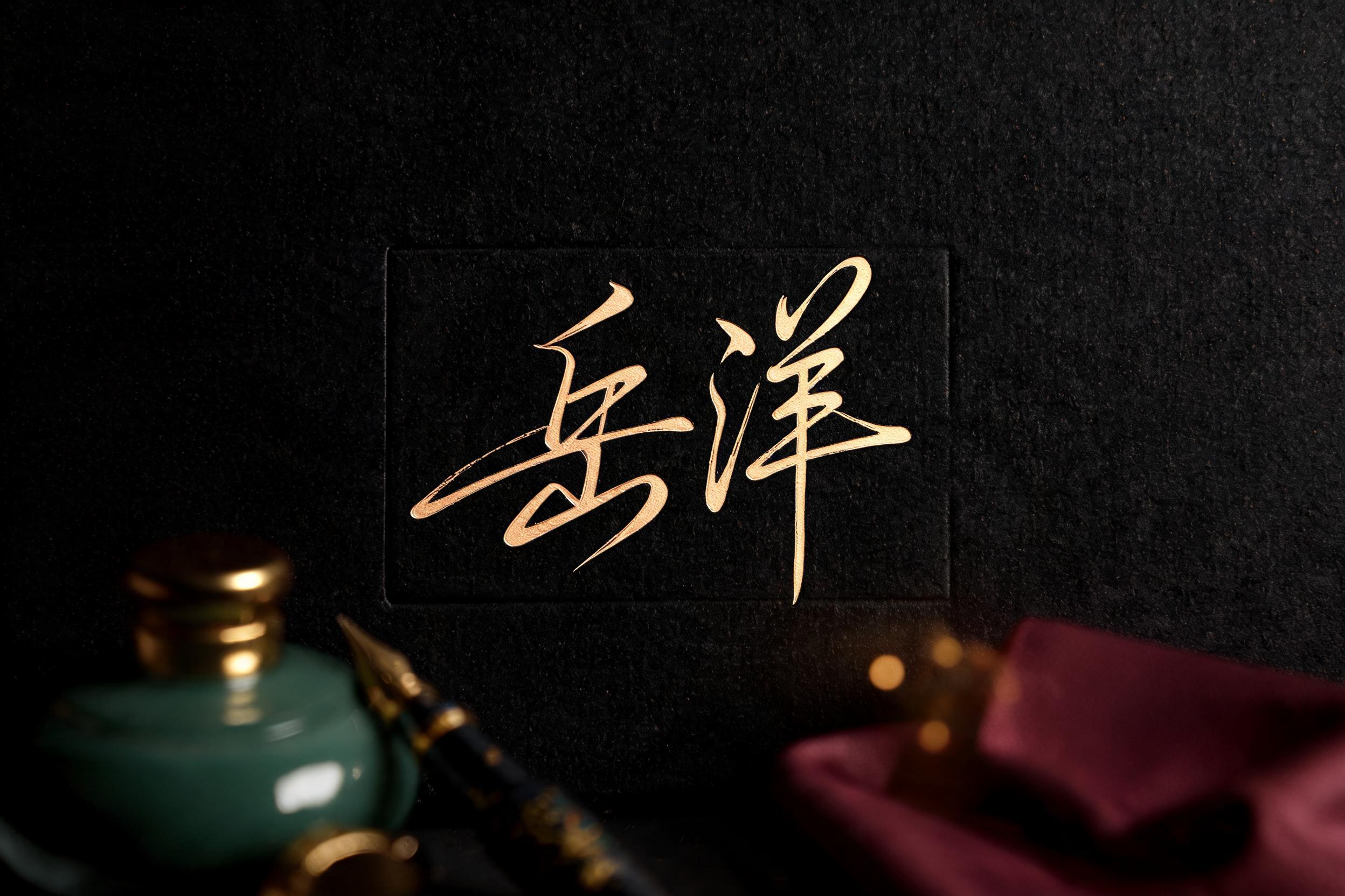 "岳洋" — Elegant Script text effect