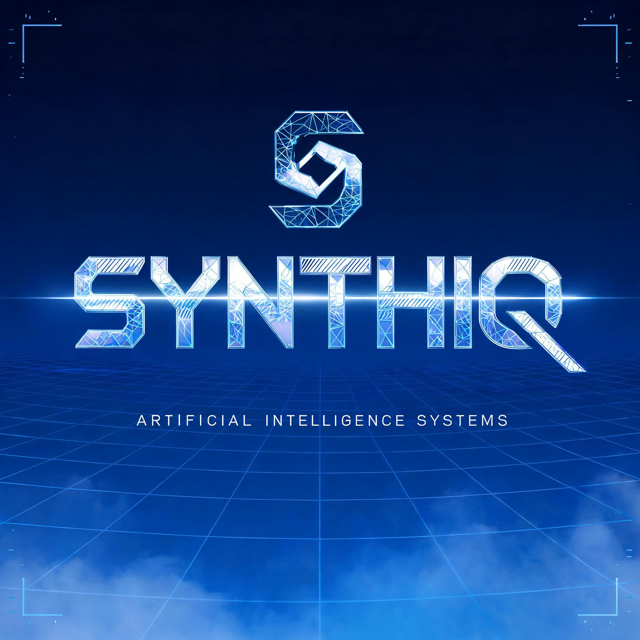 "SYNTHIQ
ARTIFICIAL INTELLIGENCE SYSTEMS" — Futuristic text effect