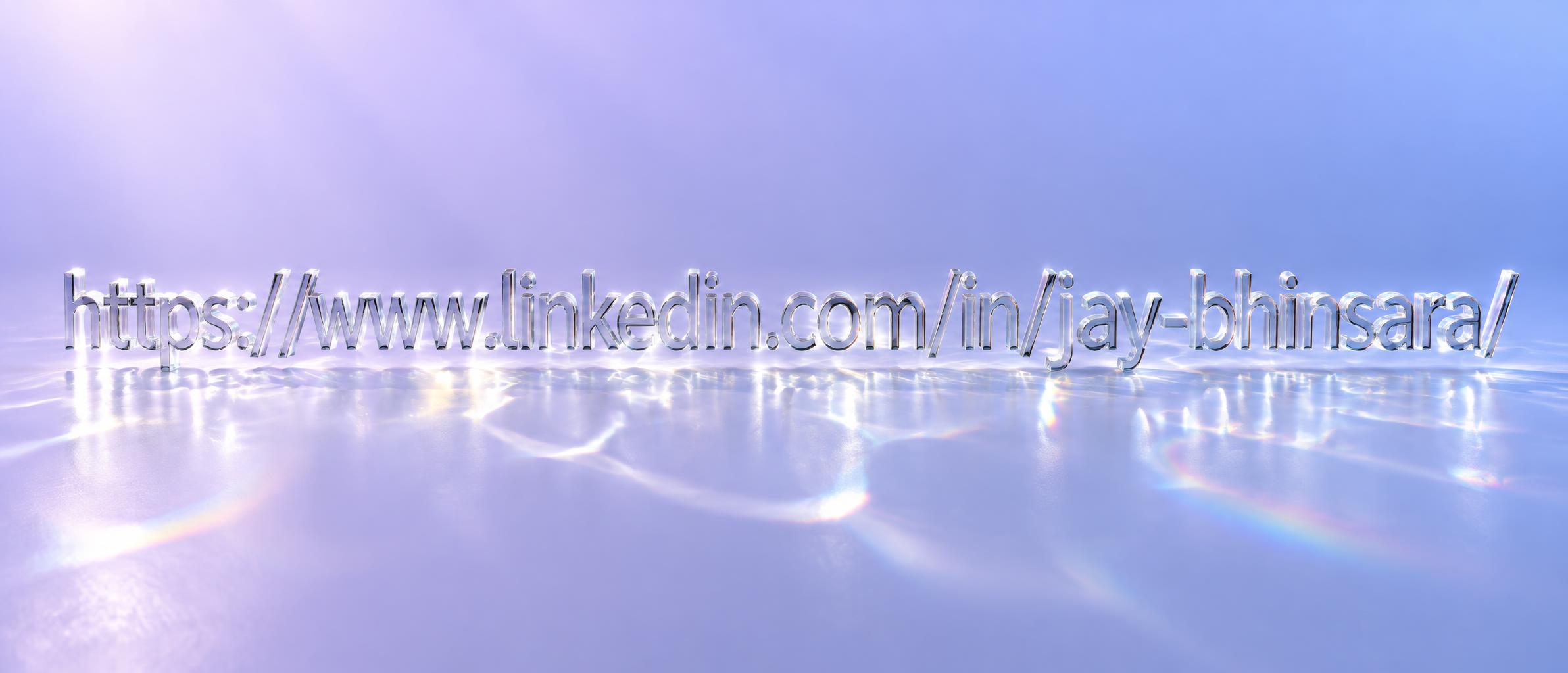 "https://www.linkedin.com/in/jay-bhinsara/" — Glass | AI Text Effect Generator