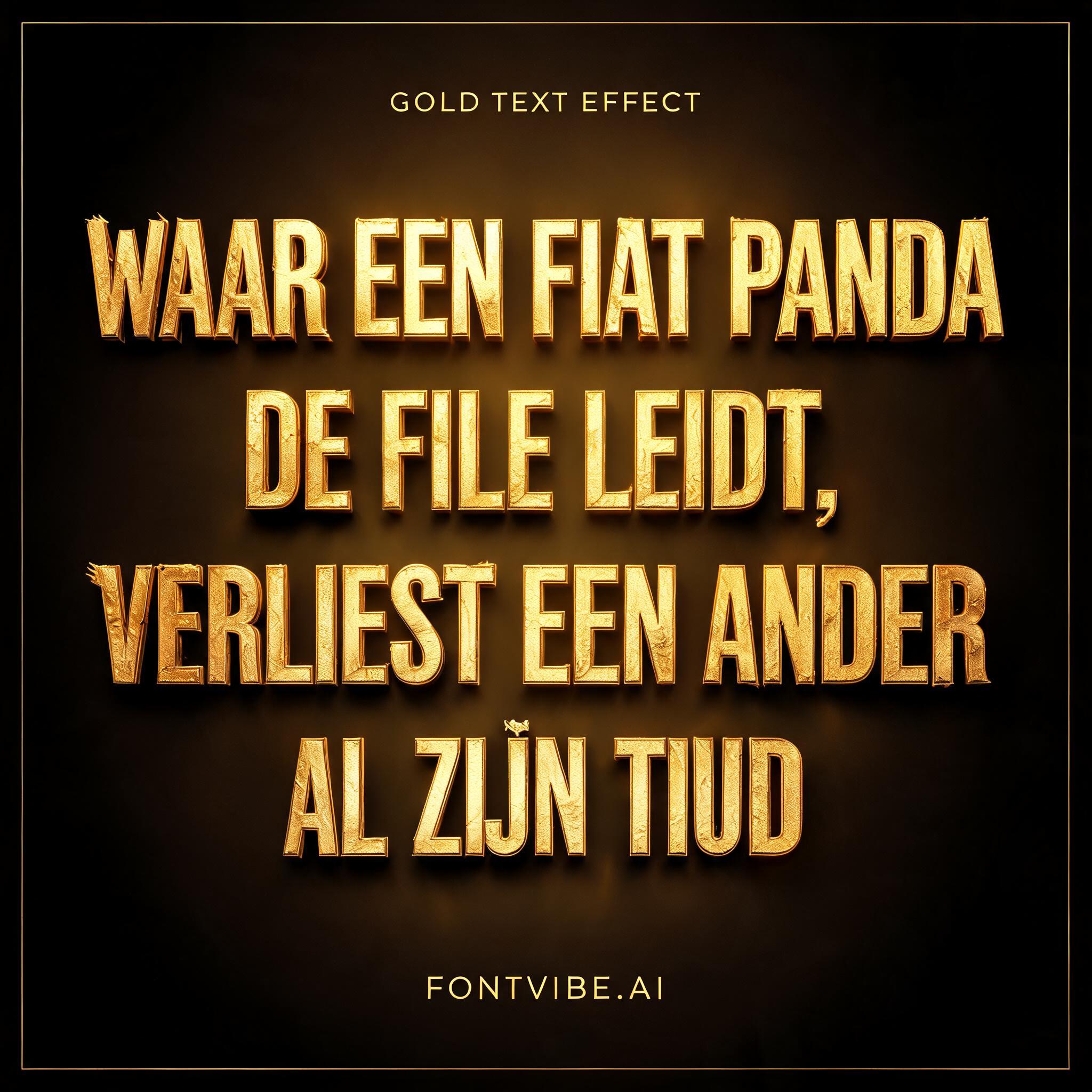 "WAAR EEN FIAT PANDA DE FILE LEIDT, VERLIEST EEN ANDER AL ZIJN TIJD" — Metallic | AI Text Effect Generator