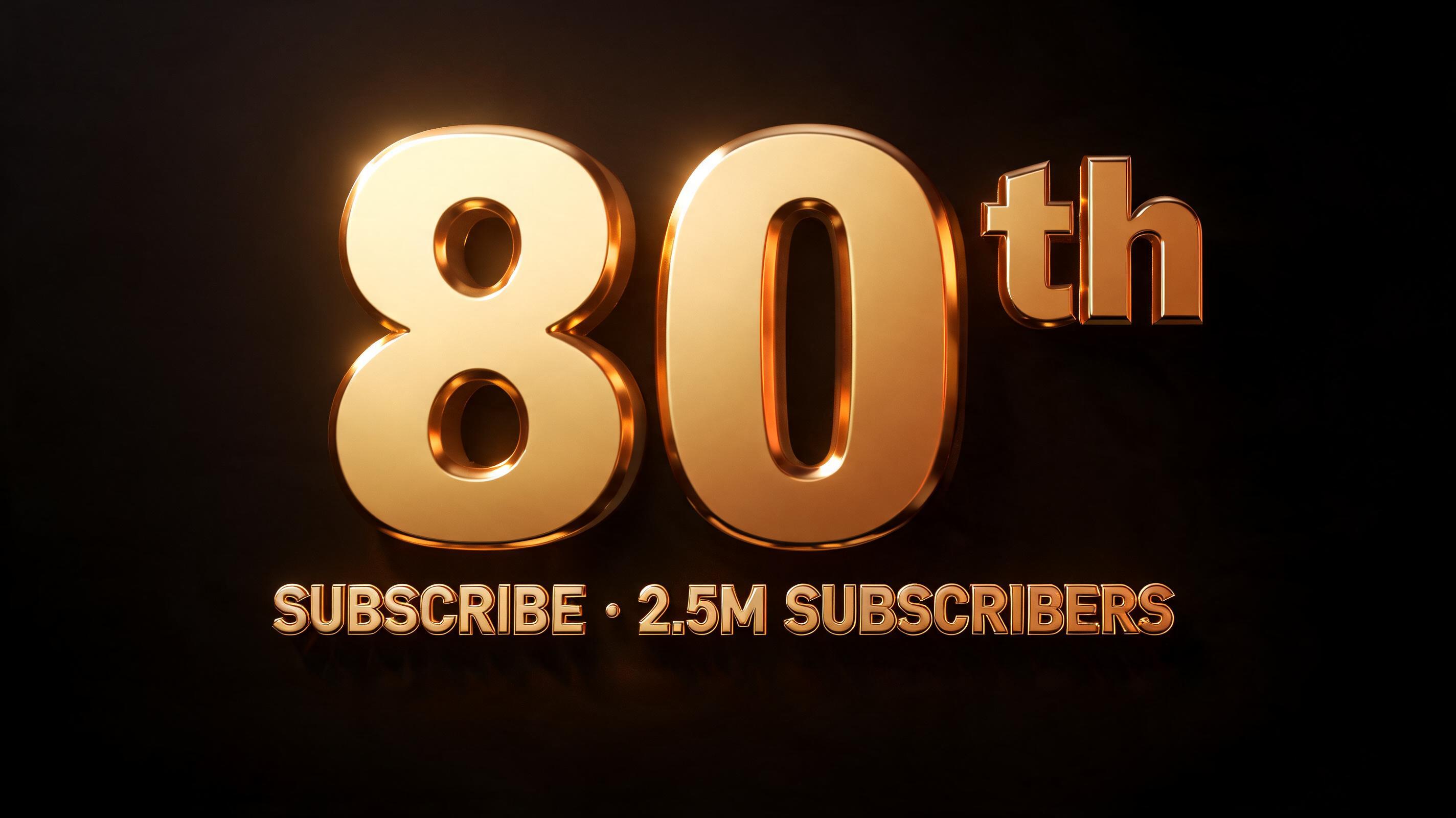 "80 th" — 3d Bold Gold | AI Text Effect Generator