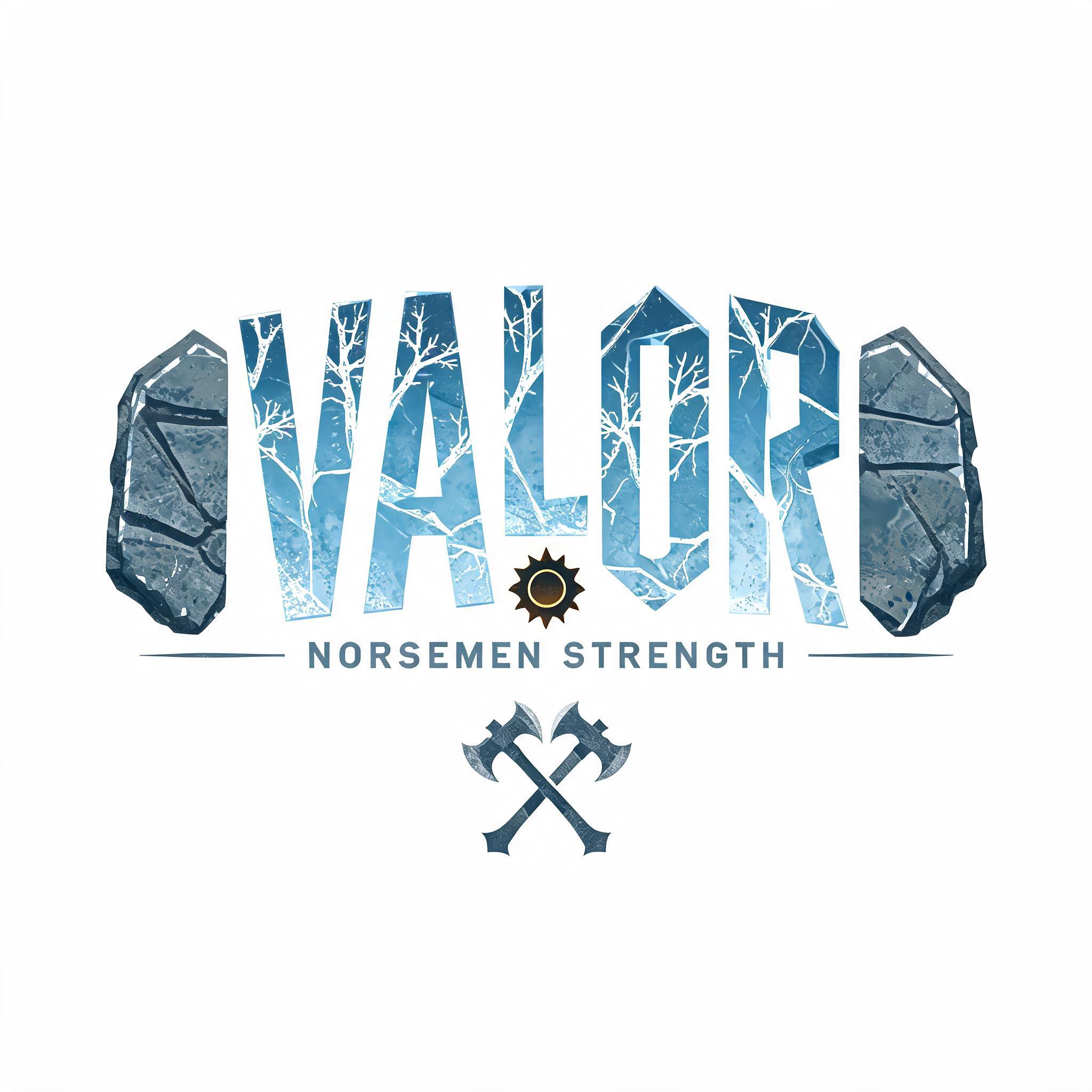"Design a t-shirt print that says VALOR for the gym Norsemen Strength" — Viking text effect
