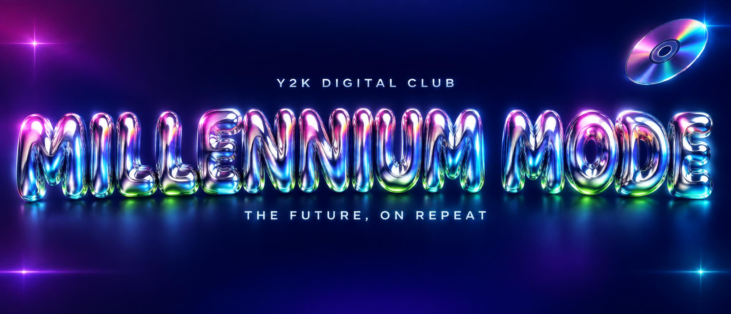 "MILLENNIUM MODE
Y2K DIGITAL CLUB
THE FUTURE, ON REPEAT" — Y2k | AI Text Effect Generator