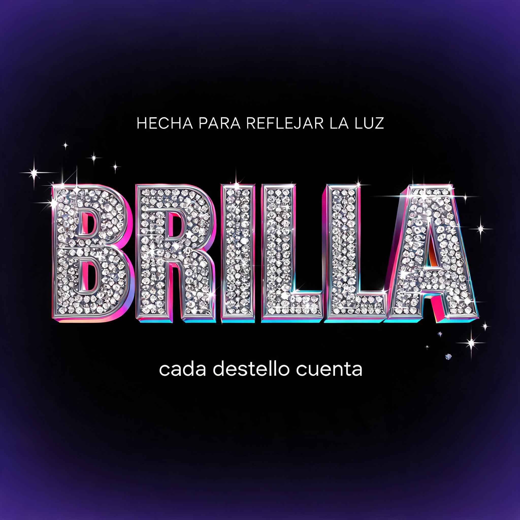 "BRILLA
HECHA PARA REFLEJAR LA LUZ
cada destello cuenta" — Y2k Holographic text effect